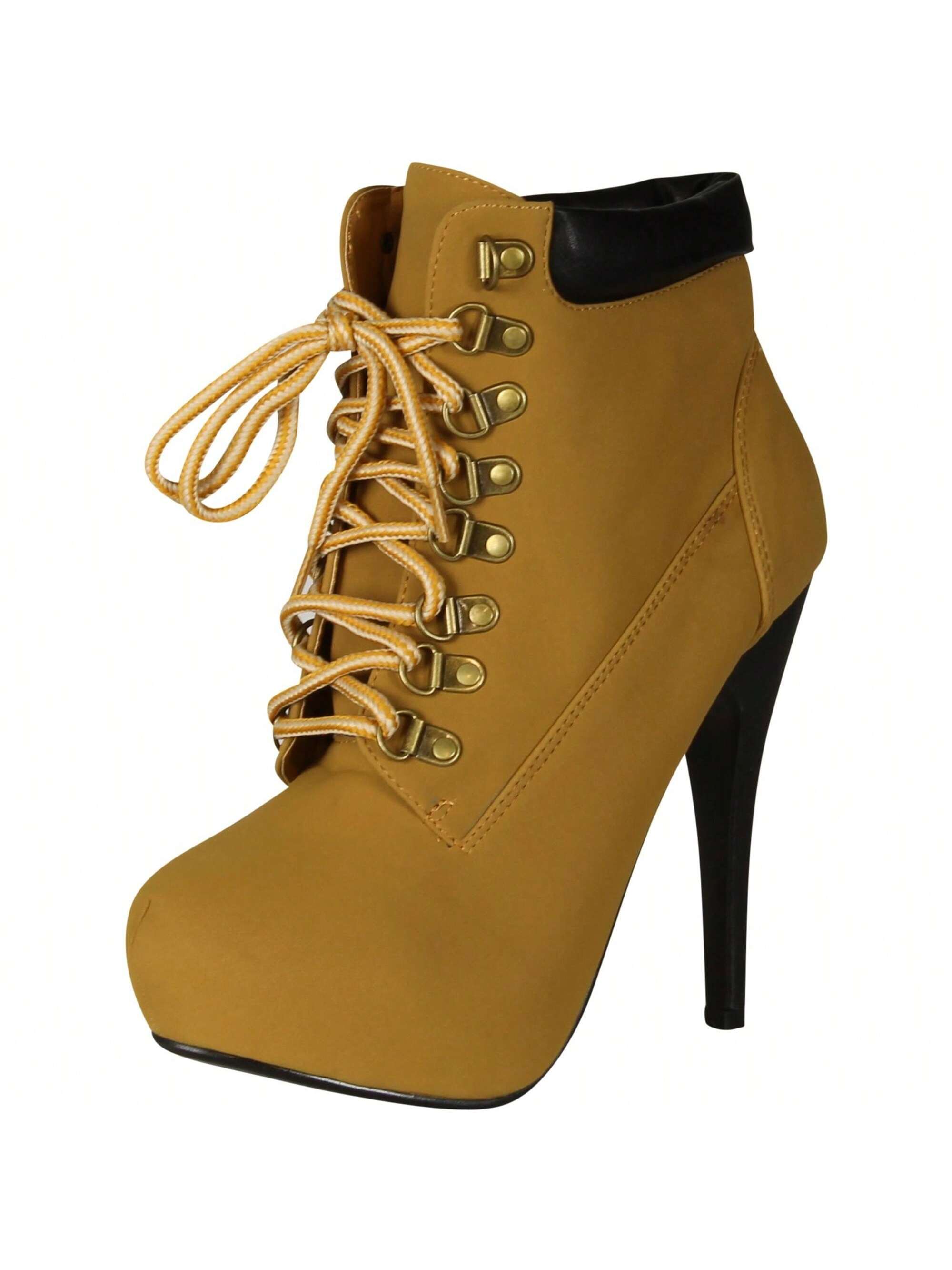 Womens Lace Up Platform Stiletto Heel Ankle Bootie