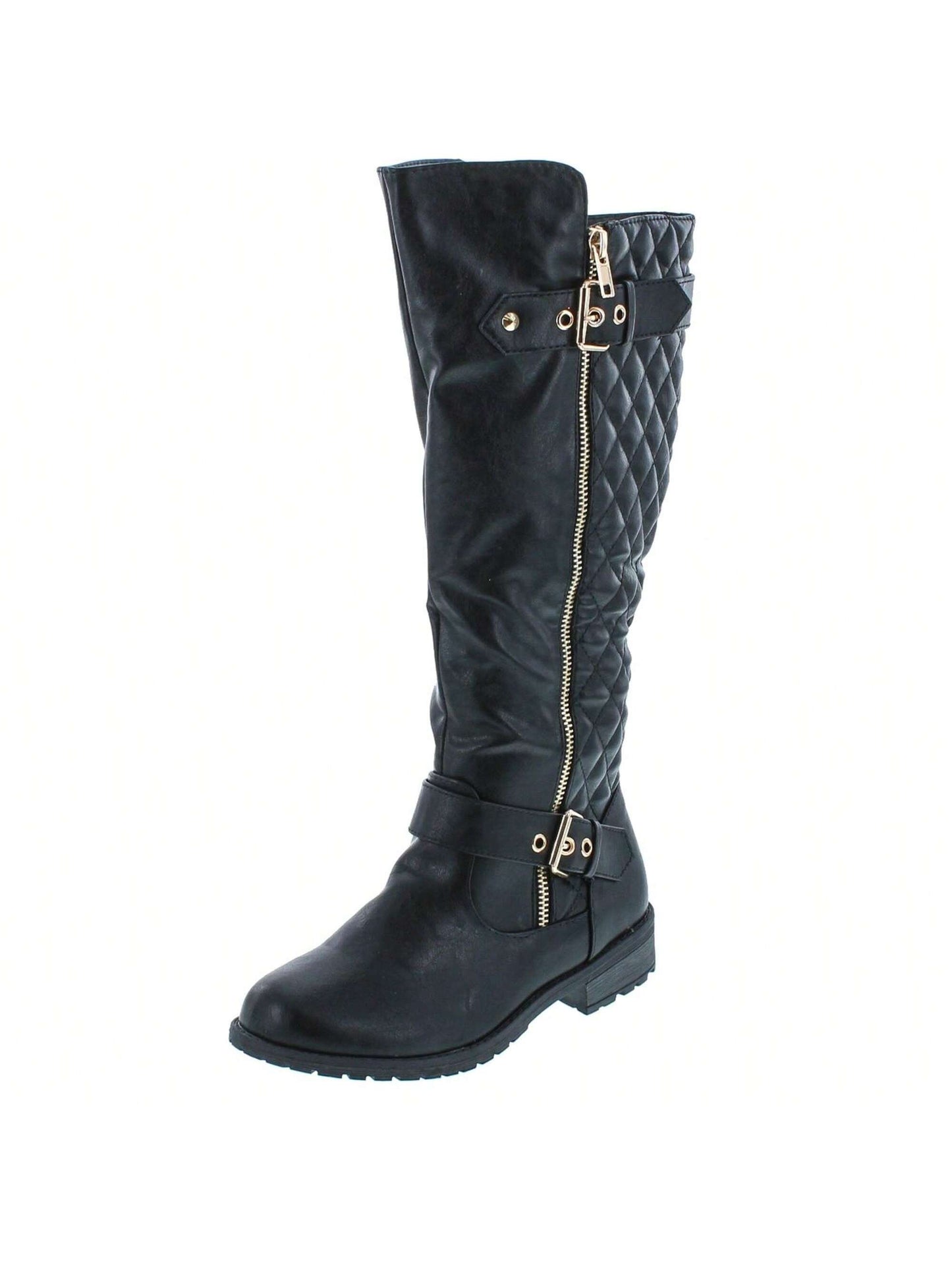 Women's Quilted Zipper Accent Knee High Riding Boots