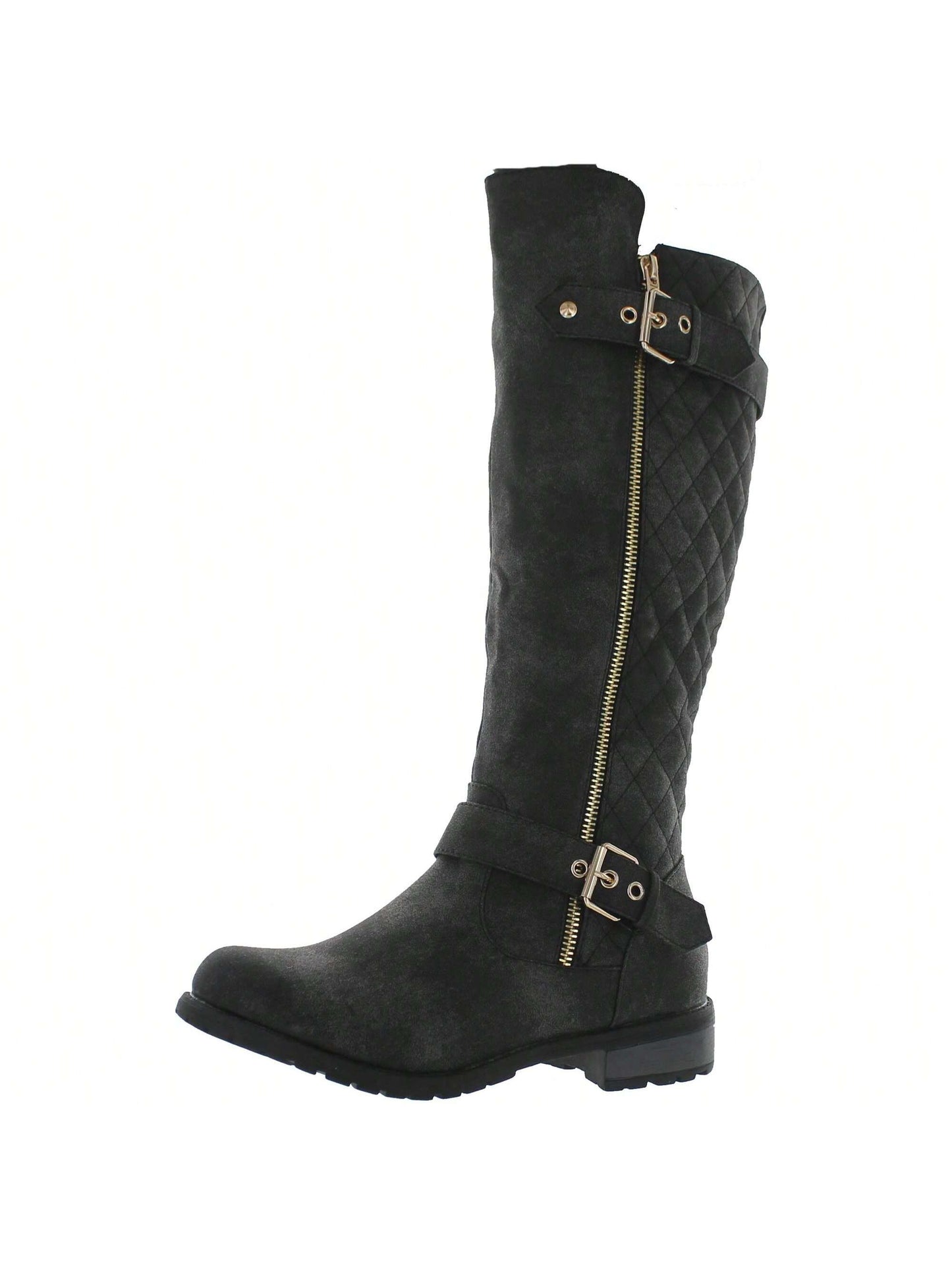 Women's Quilted Zipper Accent Knee High Riding Boots