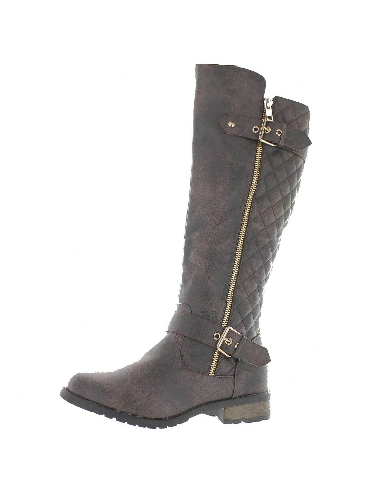 Women's Quilted Zipper Accent Knee High Riding Boots