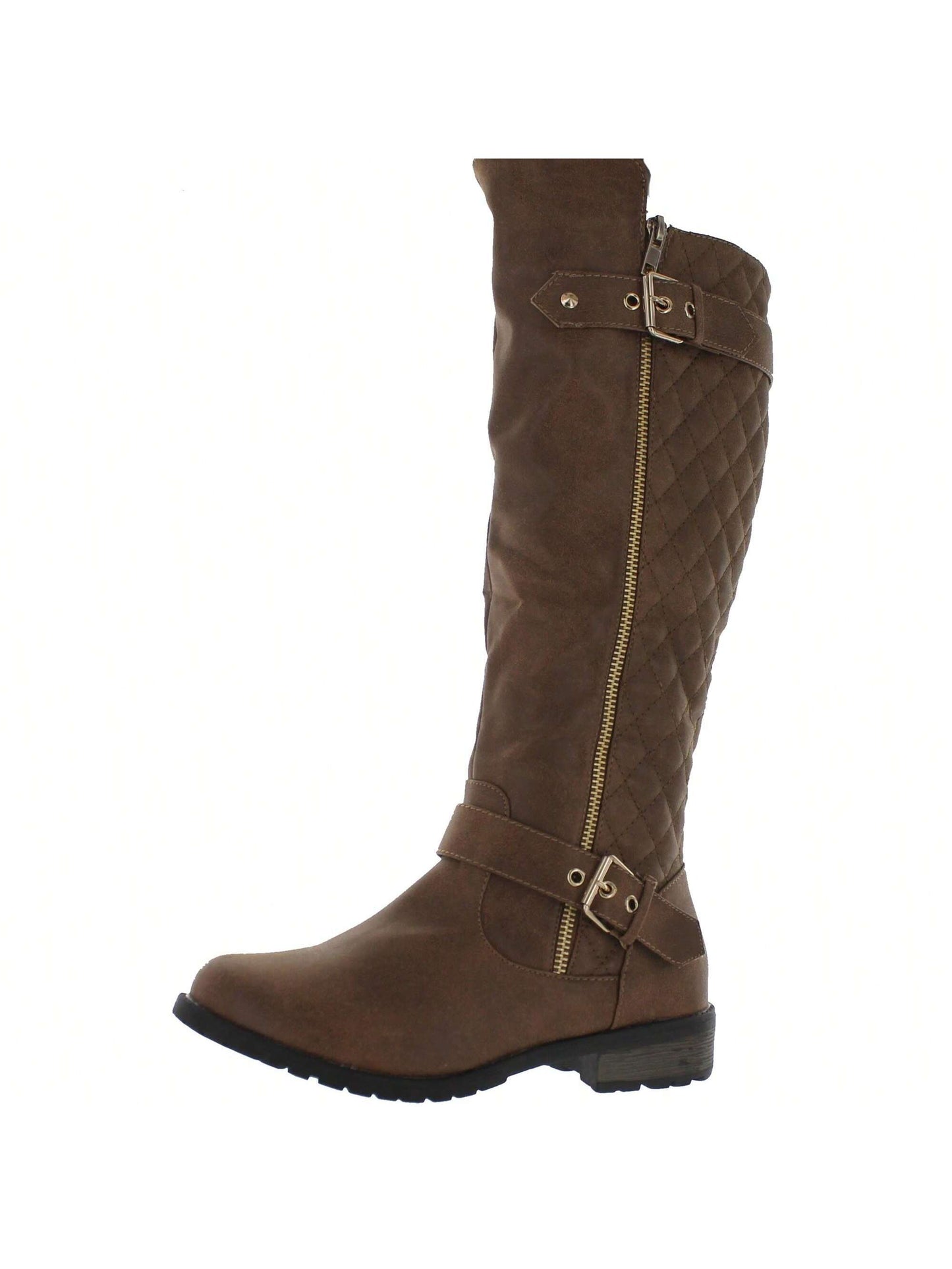 Women's Quilted Zipper Accent Knee High Riding Boots