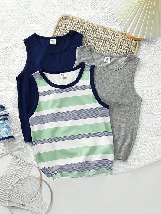 Tween Boys Casual Knitted Tank Top 3-Piece Set