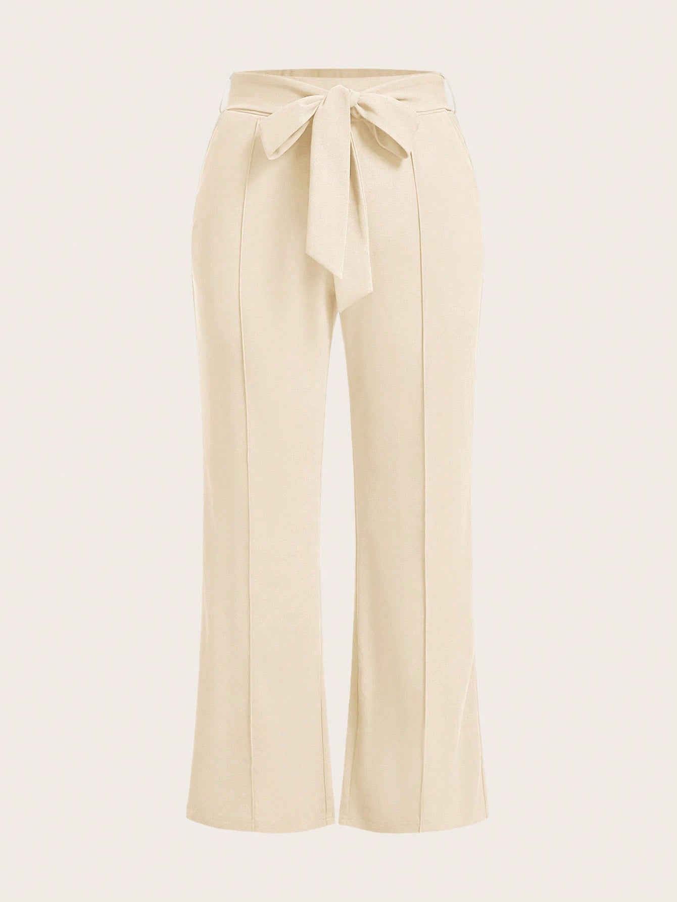 Plus  Summer Women Solid Belted Flare Summer Leg Pants