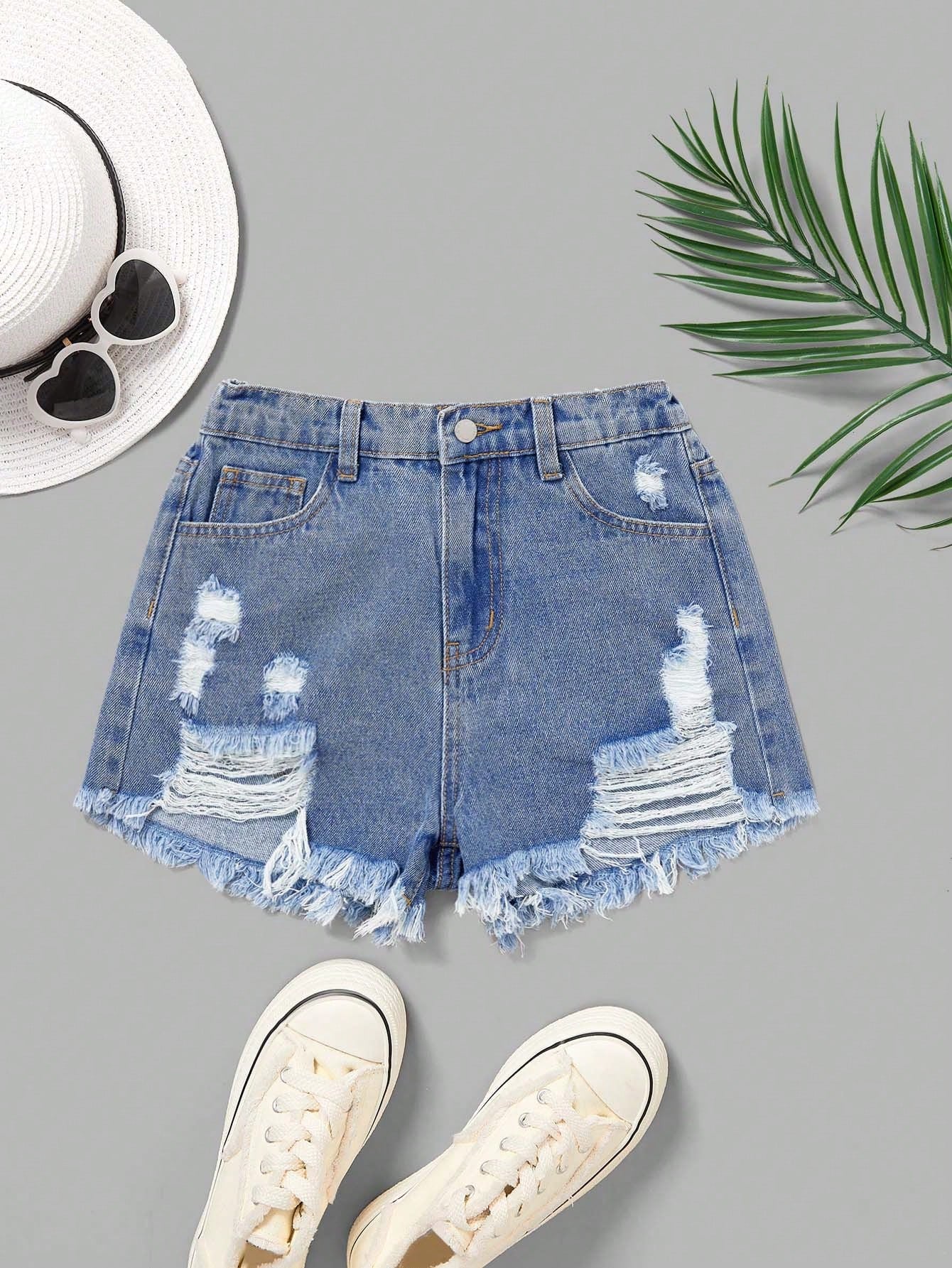 Tween Girl Spring Summer Boho Ripped Raw Hem Denim Jeans Shorts,Girls Summer Clothes Outfits