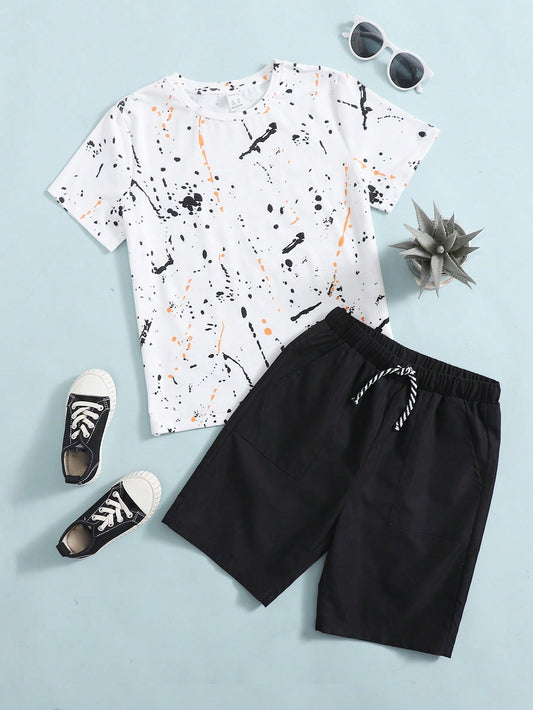 Tween Boy Ink Splatter Top & Shorts Set