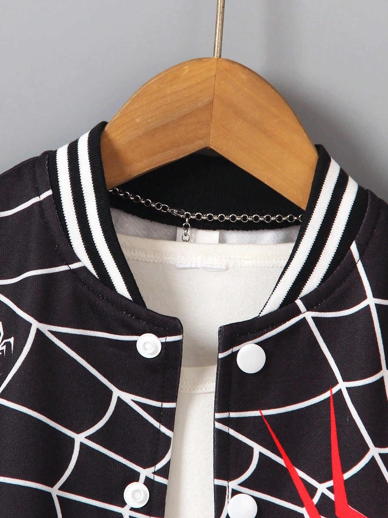 Young Boy Casual Long Sleeve Spider Printed Jacket