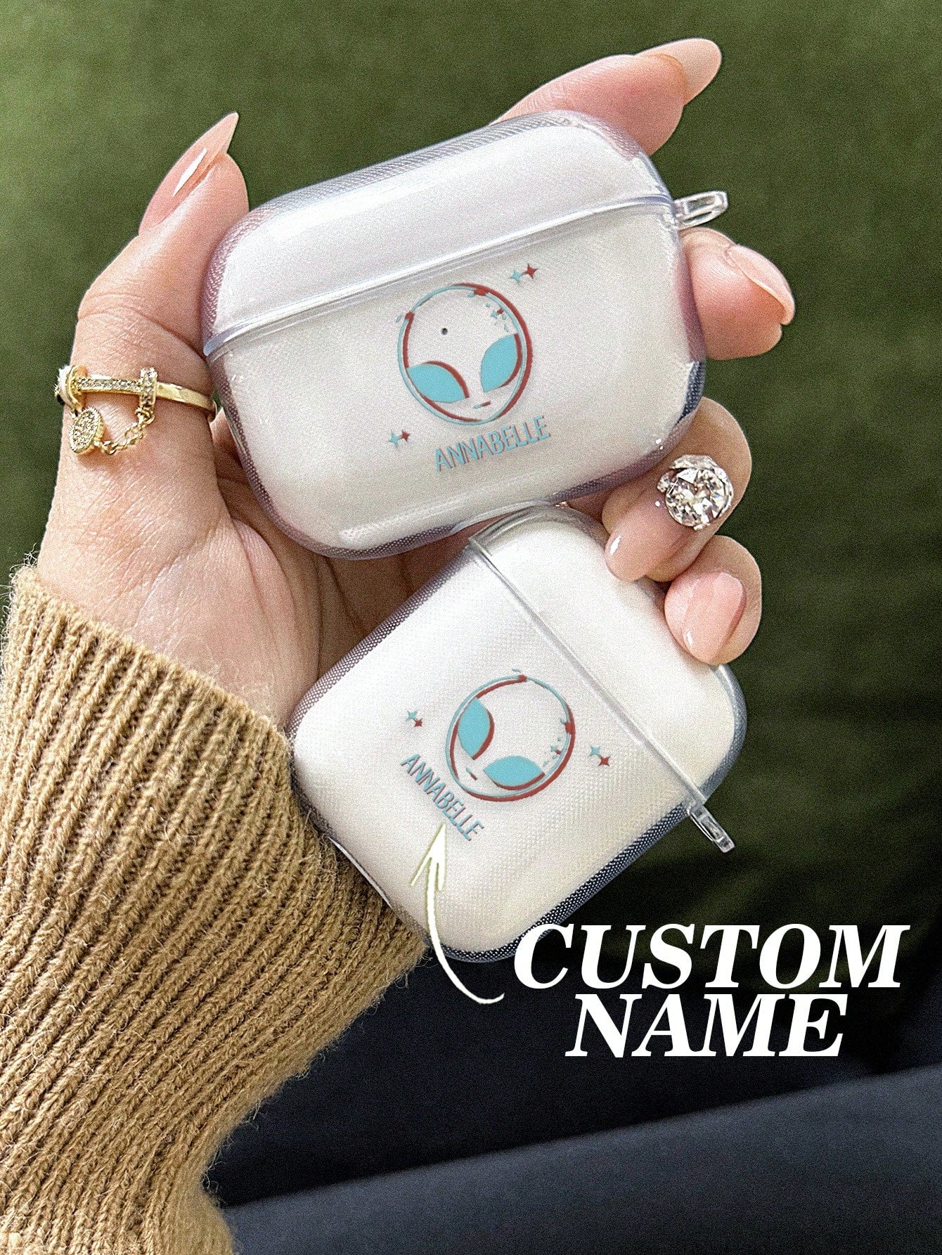 1pc Custom AirPods Case, Personalized Name And Photo AirPods Cover, Space Airpod Case, Star, Moon, Air Balloon, Customized Transparent TPU Shell, For AirPods 1/2/3/Pro/Pro 2, Prevent Scratches, Dust, Wear And Tear, Romantic Present For Her/Him, Anniversar