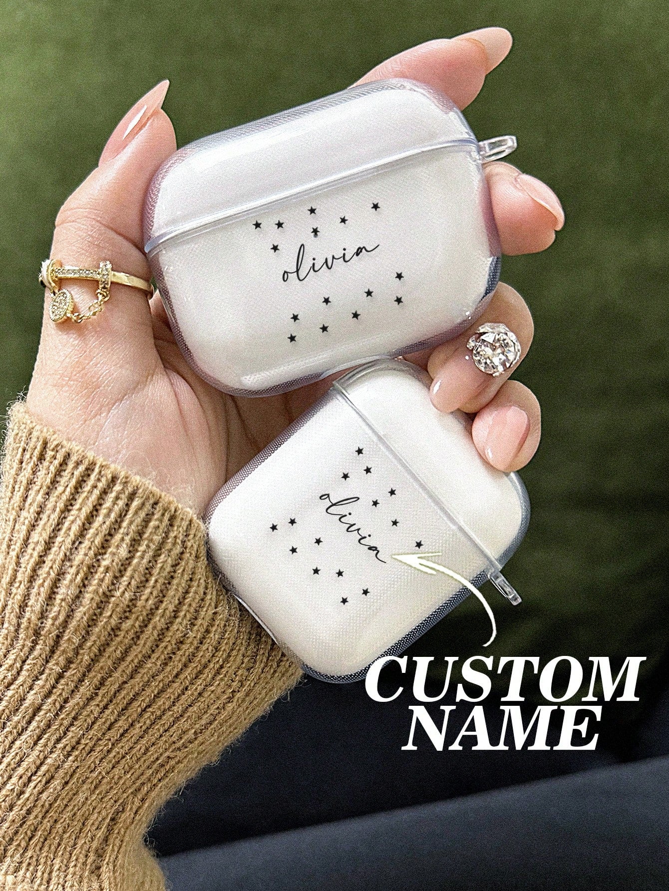 1pc Custom AirPods Case, Personalized Name And Photo AirPods Cover, Space Airpod Case, Star, Moon, Air Balloon, Customized Transparent TPU Shell, For AirPods 1/2/3/Pro/Pro 2, Prevent Scratches, Dust, Wear And Tear, Romantic Present For Her/Him, Anniversar