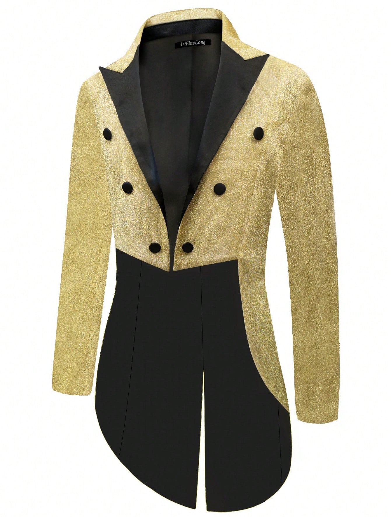 Men Two Tone Double Breasted High Low Blazer