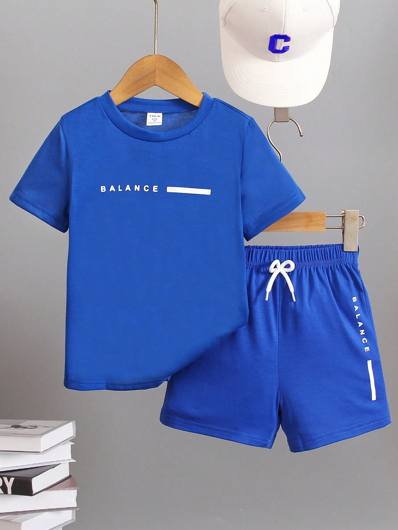 Kids 2pcs Young Boy's Casual Letter Printed Short Sleeve T-Shirt And Shorts, Suitable For Summer,  And School Occasions