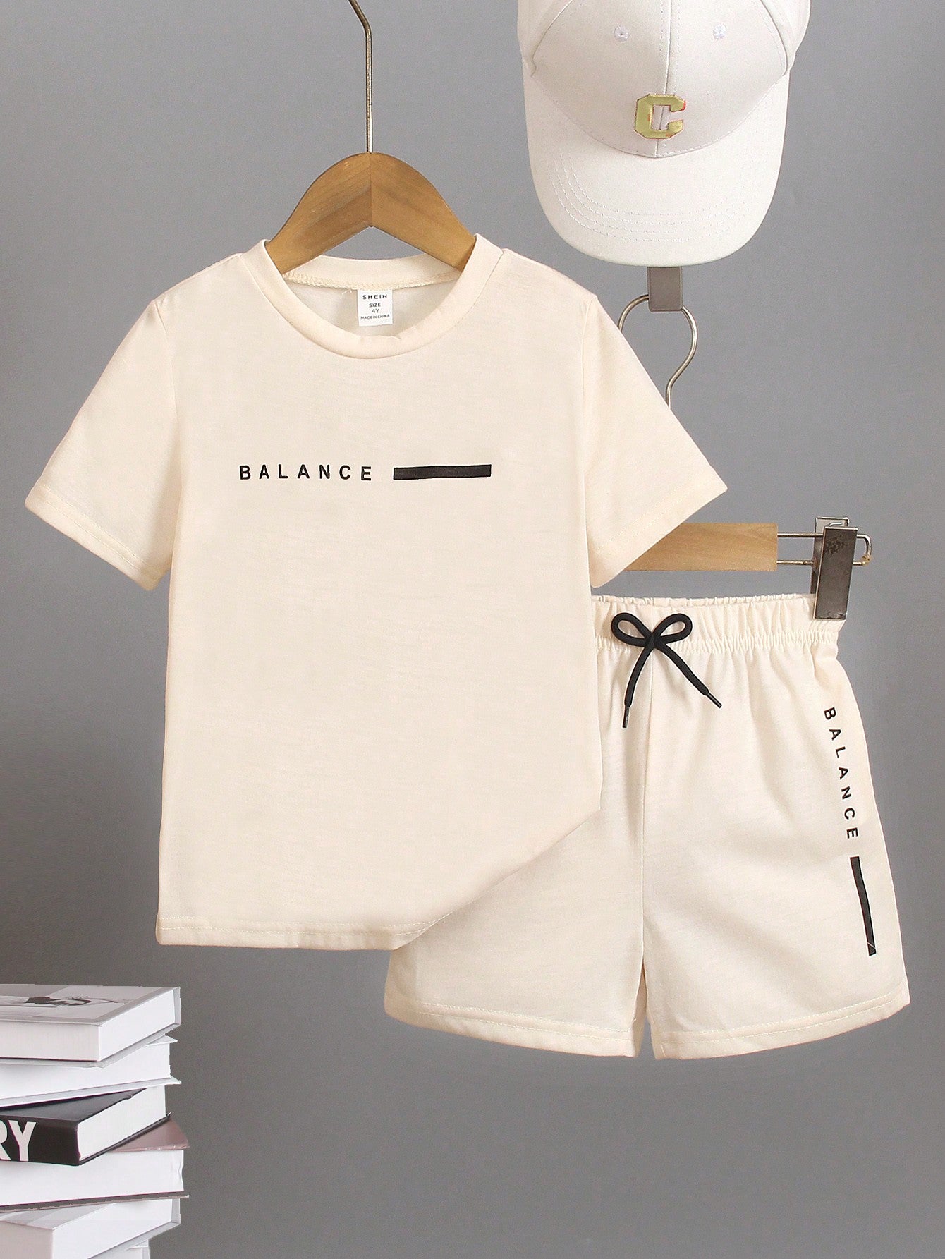 Kids 2pcs Young Boy's Casual Letter Printed Short Sleeve T-Shirt And Shorts, Suitable For Summer,  And School Occasions