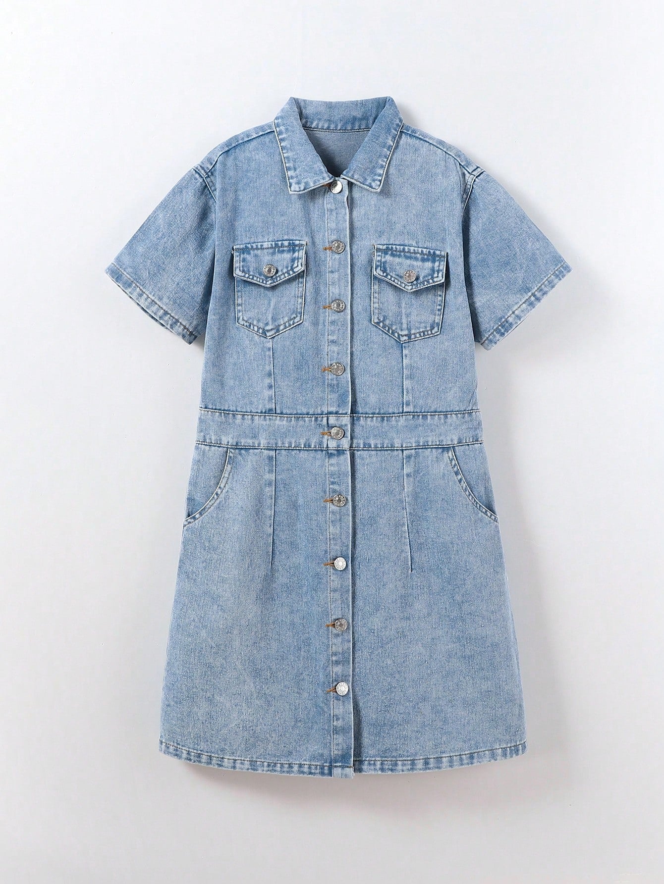 Teen Girl Spring And Summer Fashionable Daily Casual Denim Dress