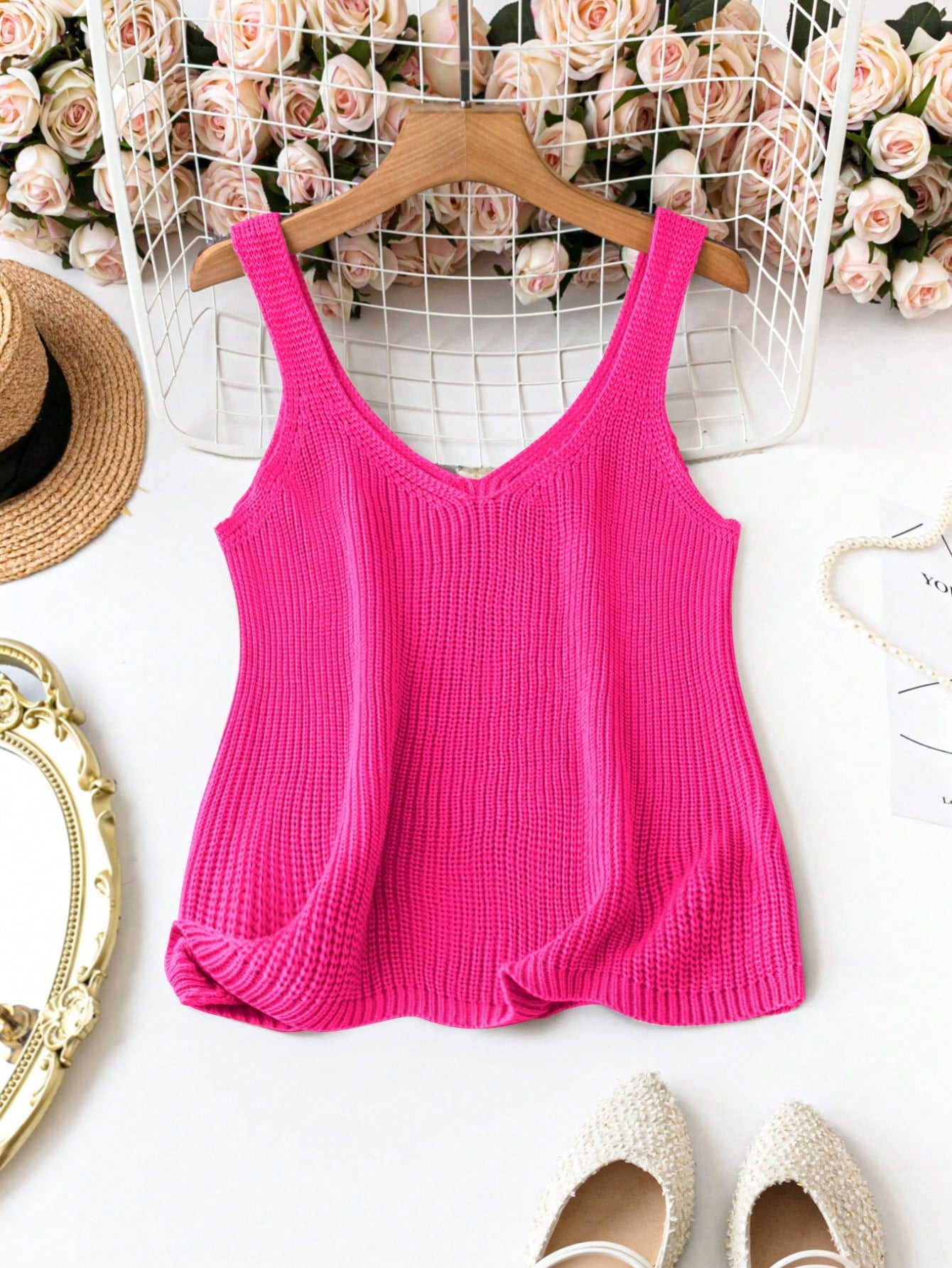 Women Plus Size Fashionable Simple Solid Color Knitted Top, Versatile