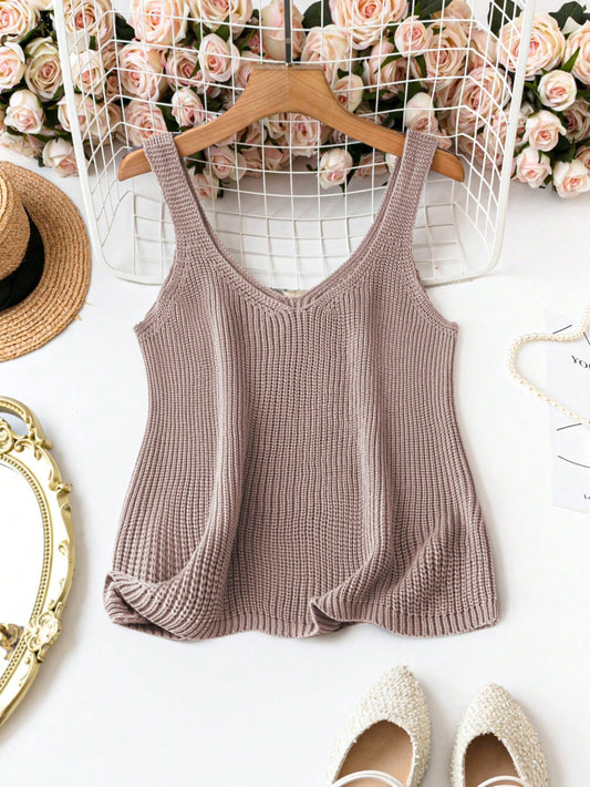 Women Plus Size Fashionable Simple Solid Color Knitted Top, Versatile