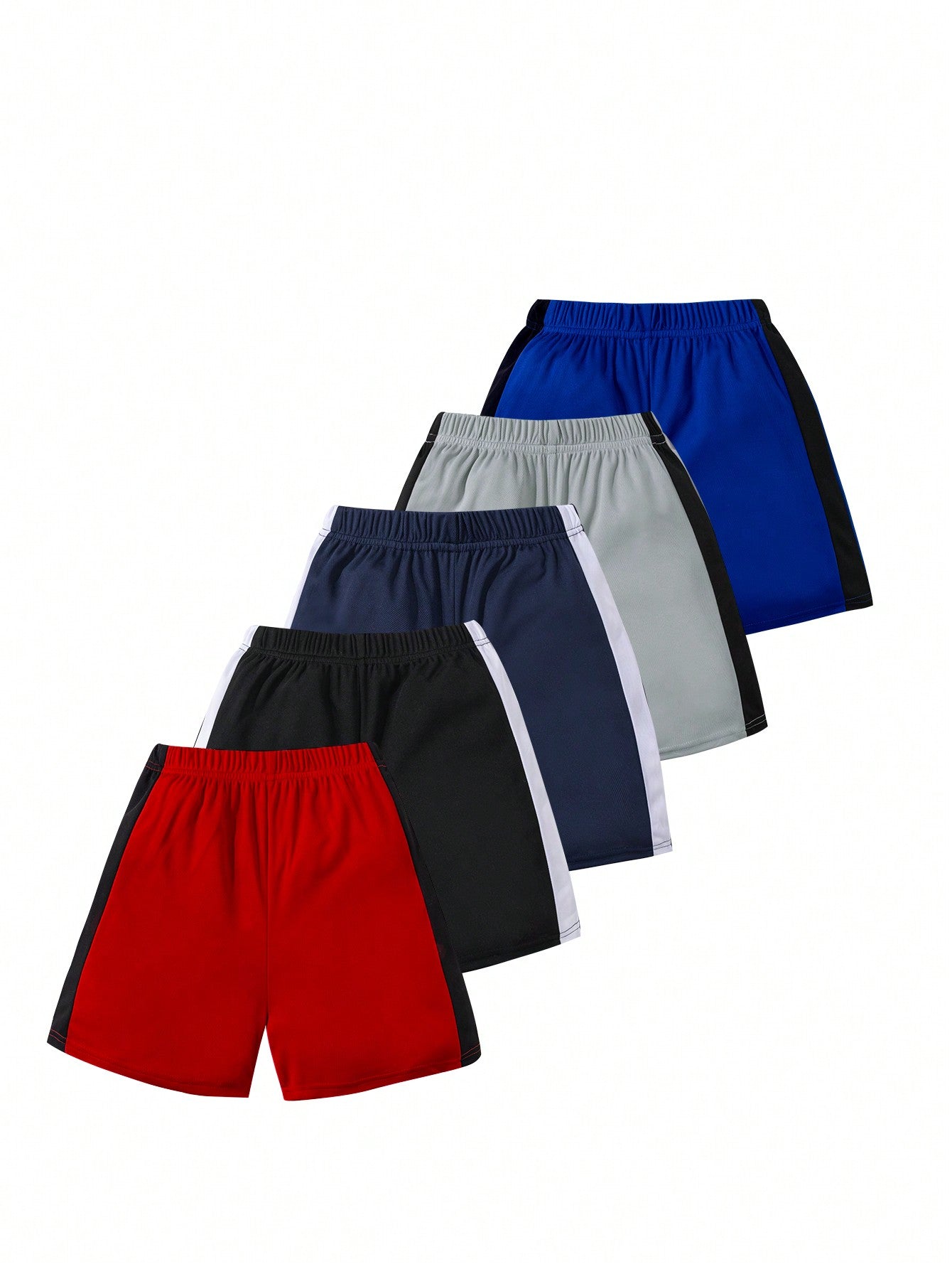 Young Boy 5pcs Multicolor Casual Sports Daily Comfortable Shorts