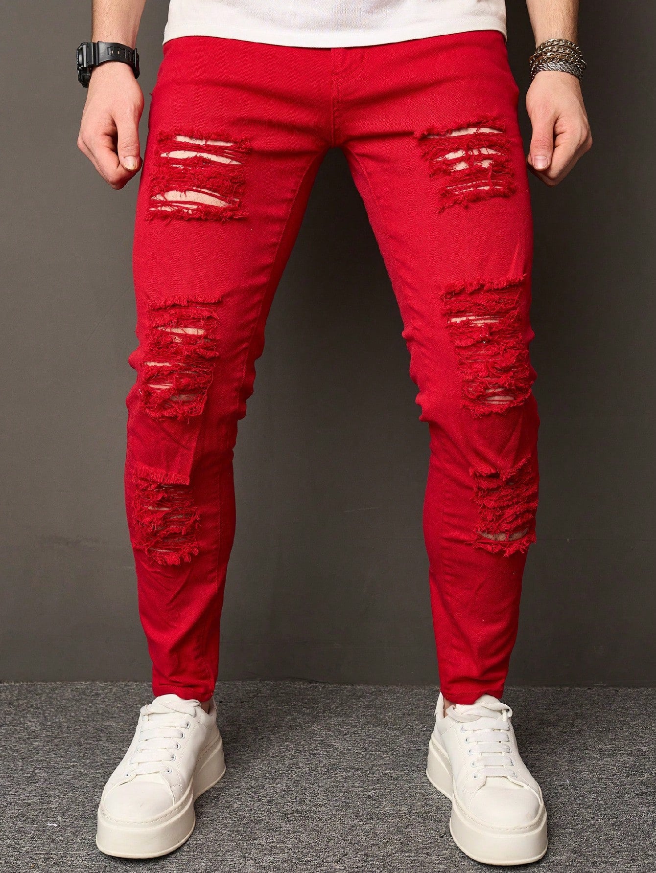 Men Cotton Ripped Jeans