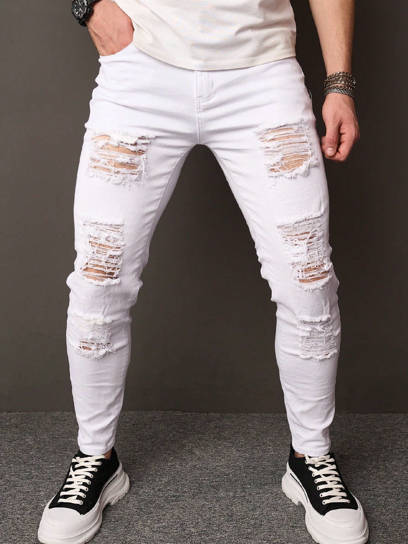 Men Cotton Ripped Jeans