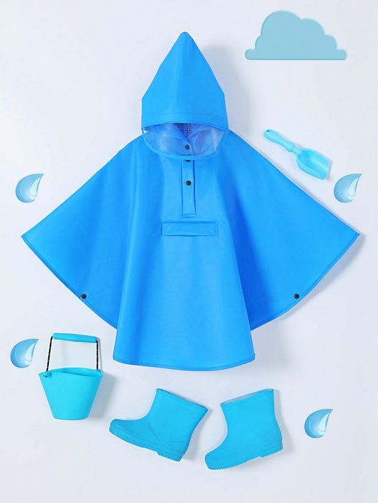 Boy Solid Waterproof Cape Raincoat For All Seasons