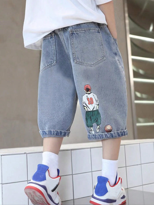 Tween Boy Summer Denim Shorts, 2024 New Arrival