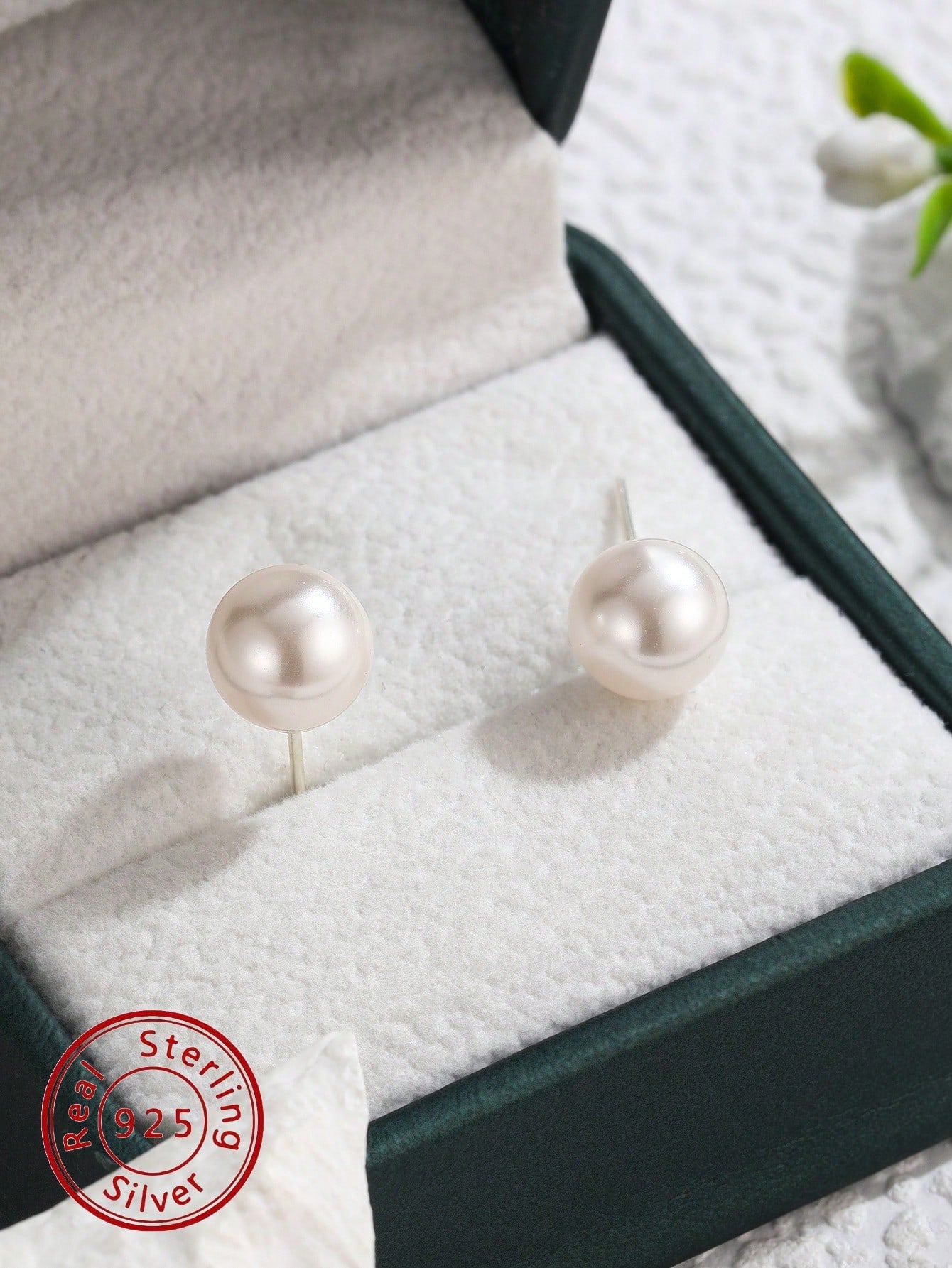 1pair S925 Sterling Silver Faux Pearl Design Stud Earrings For Women Girls Sweet Fashion Versatile Street Earrings For Daily Life And As A Gift