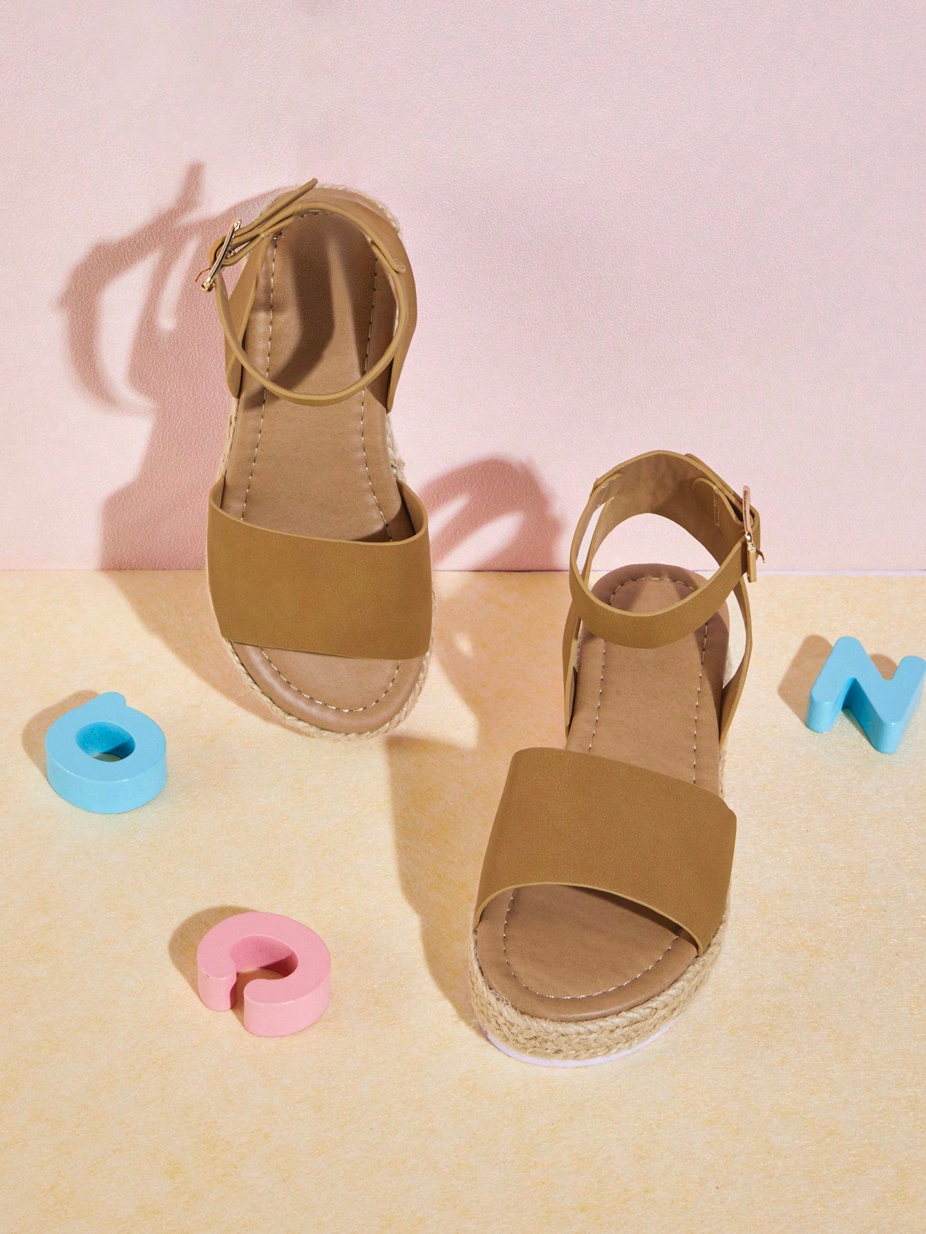 Mini mi White Essential Girls'  Summer Platform Espadrille Sandals – Qute, Classic, And Adorable With Ankle Strap And Open Toe