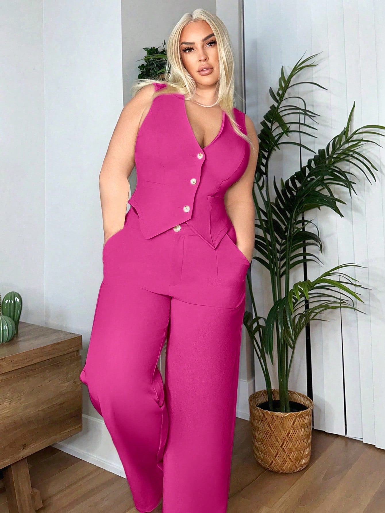 Plus Size Slim Fit Classic Solid Color Suit Vest Date Night Outfits Sexy Outfits Club Birthday Outfit Spring Summer Women Clothes Bachelorette Party