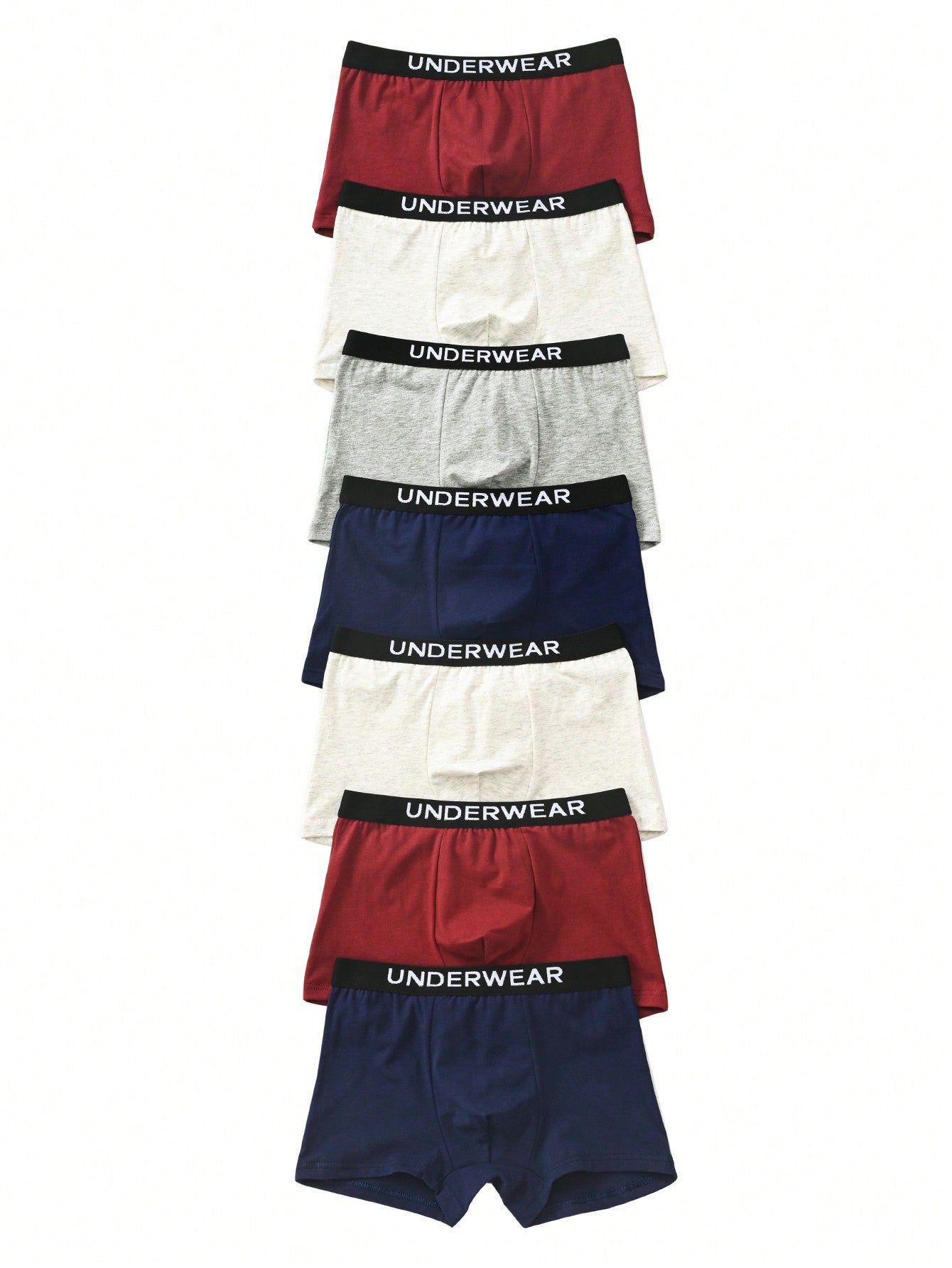 Tween Boys Comfortable High-Waist Solid/Assorted Colors Seven-Pack Boxer Briefs