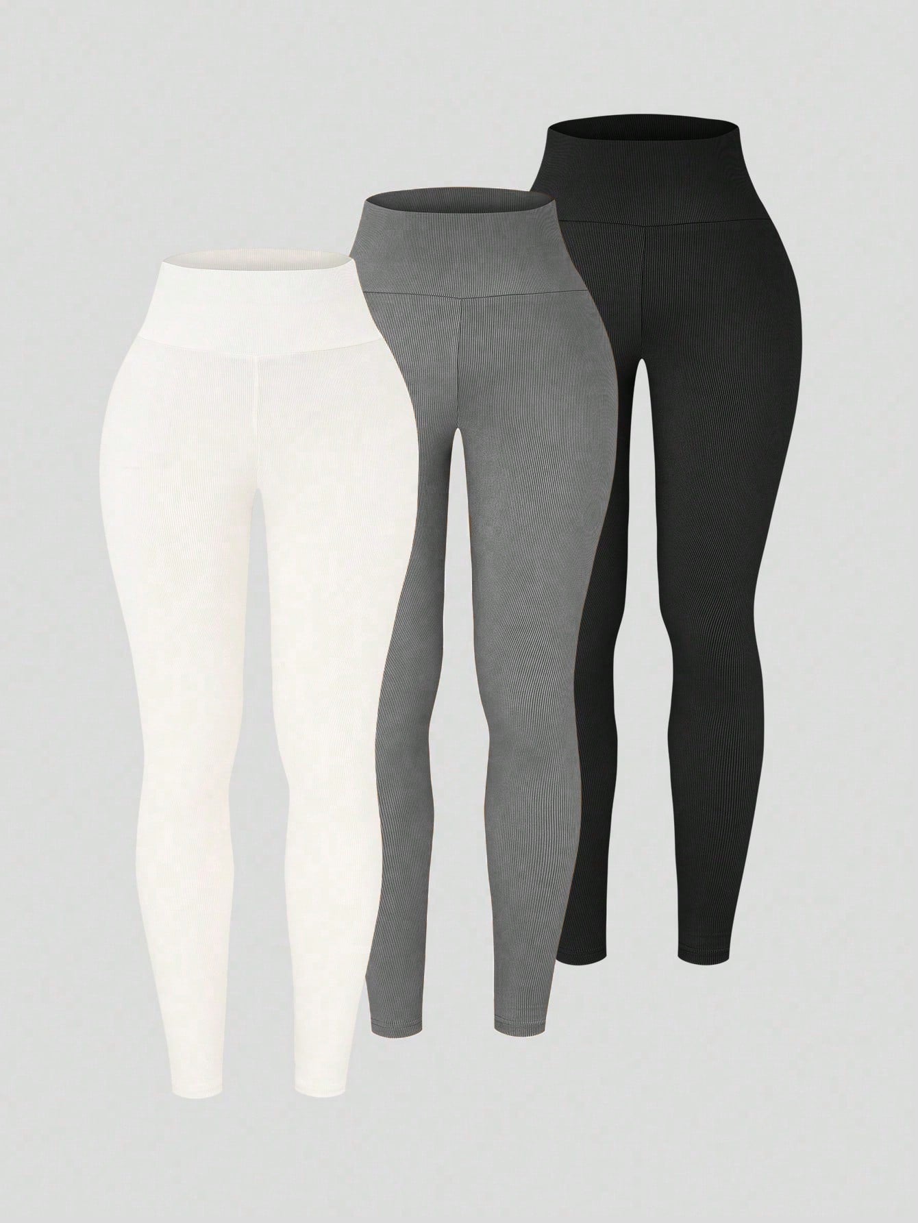 Plus Size Casual Solid Color Wide Waistband Leggings