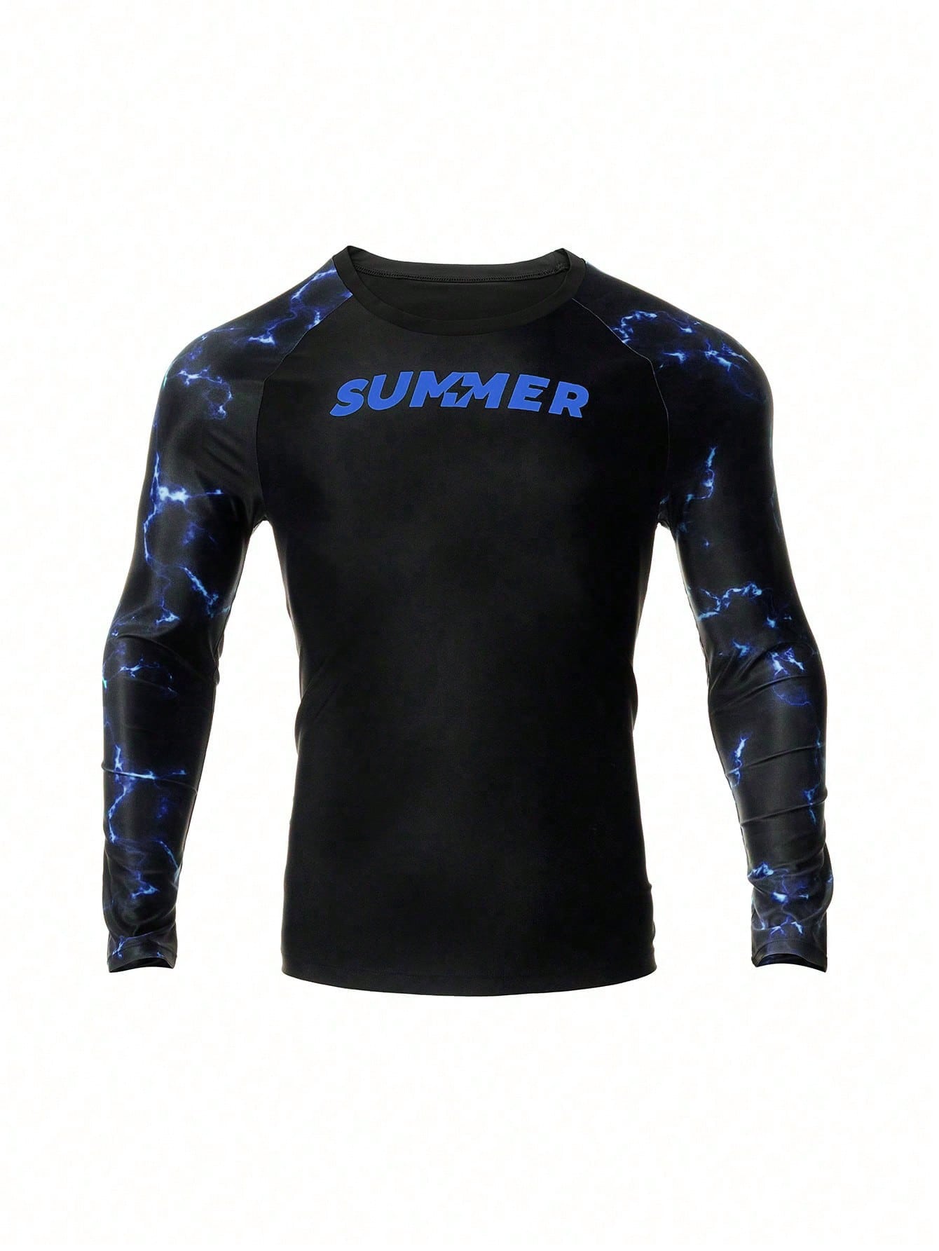 Men's Lightning Print Patchwork Long Sleeve Surfing Rash Guard