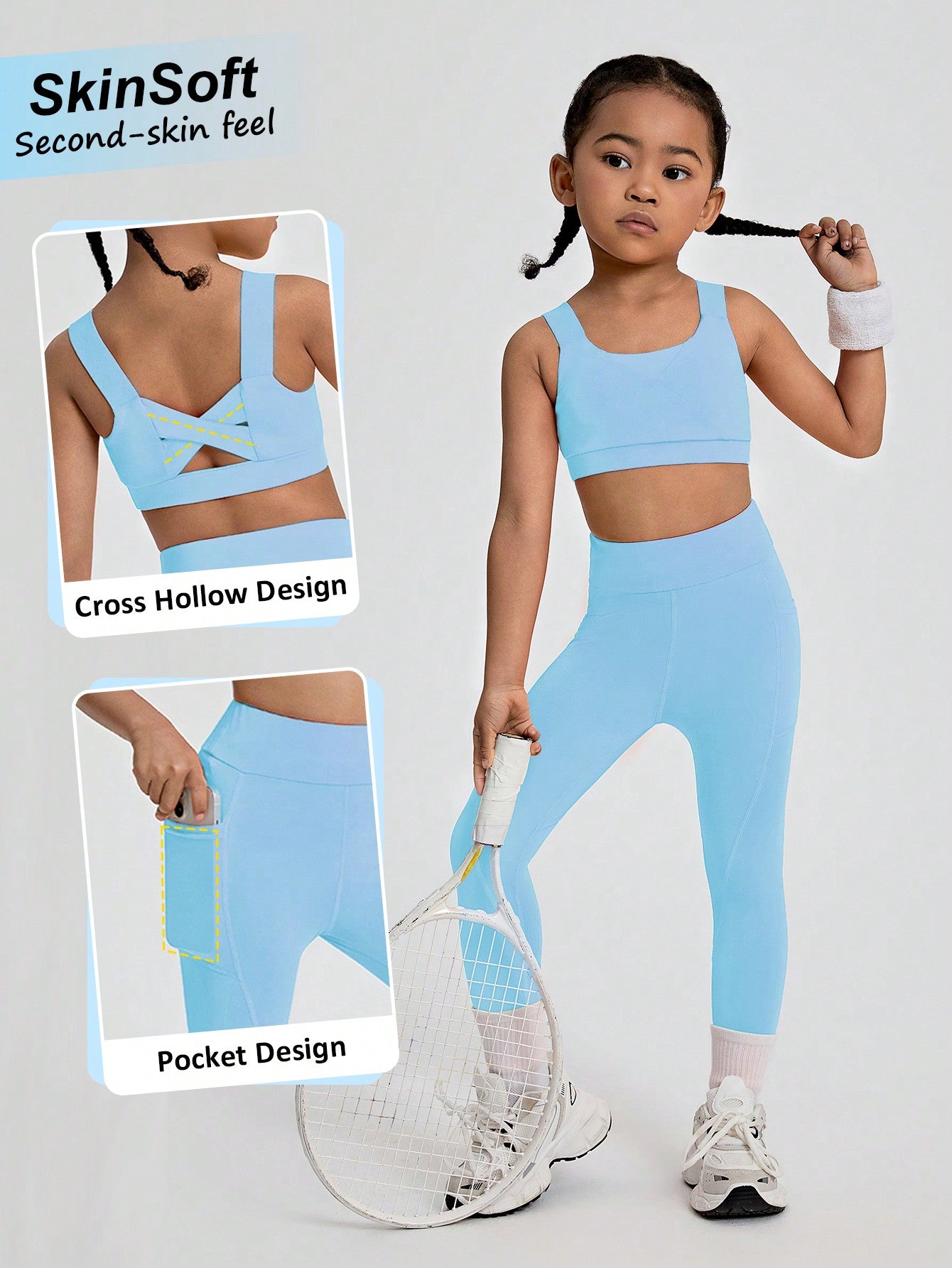 Young Girl Back Crossed High Elasticity Shape-Enhancing Breathable Sweat Wicking Sports Outfit