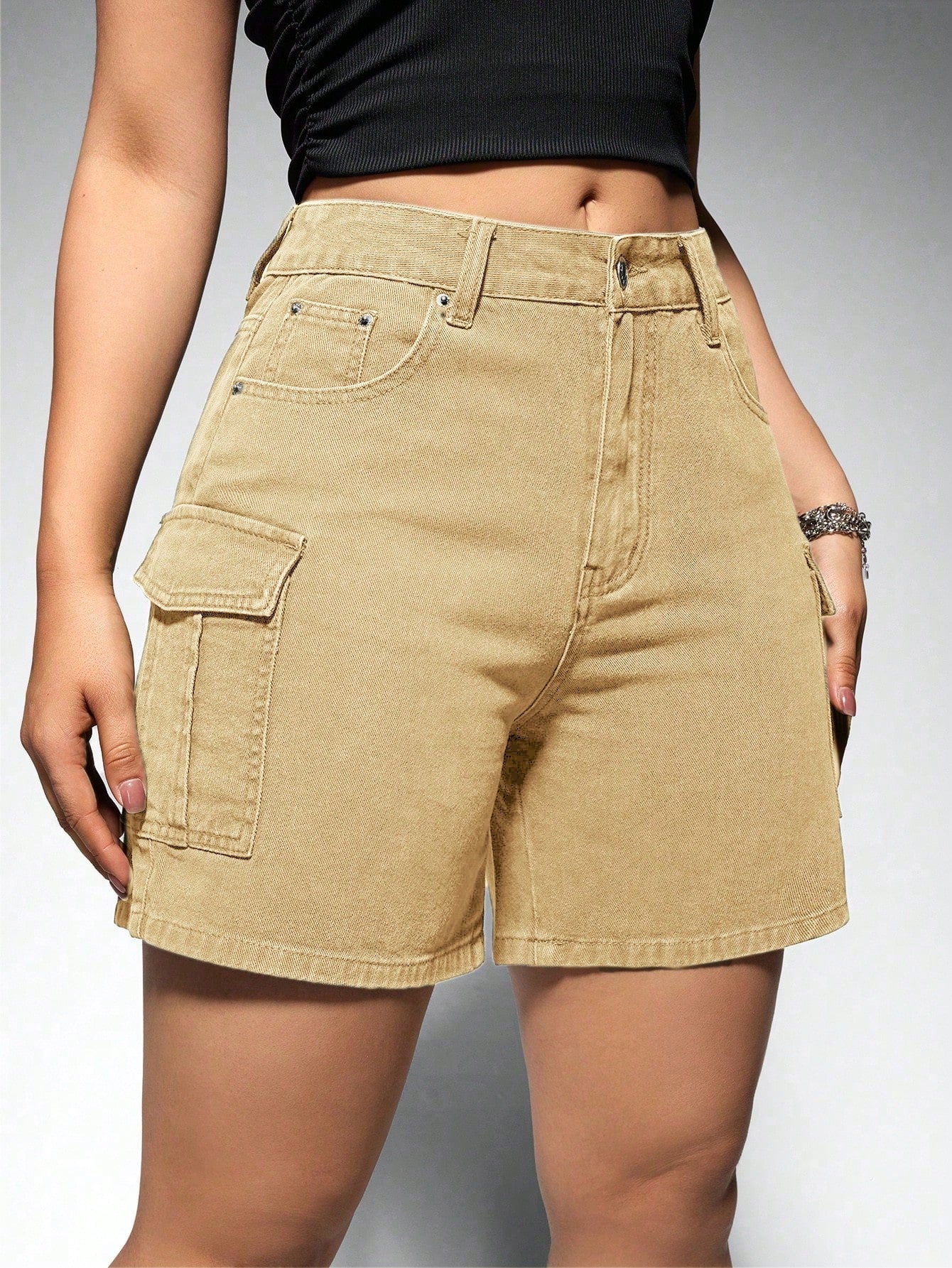 Women Casual Solid Color Denim Shorts, SpringSummer