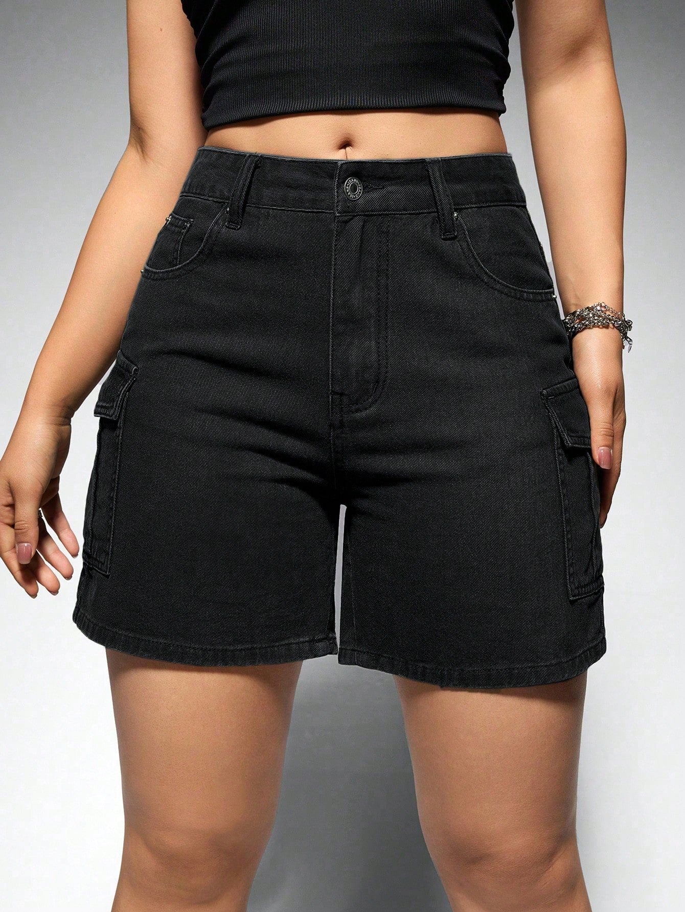 Women Casual Solid Color Denim Shorts, SpringSummer