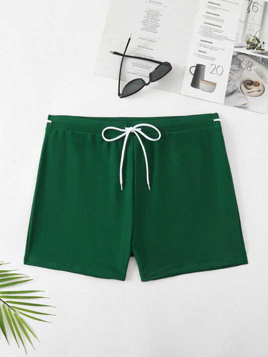 Men's Plus Size Fashion Solid Color Loose Casual Swim Trunks