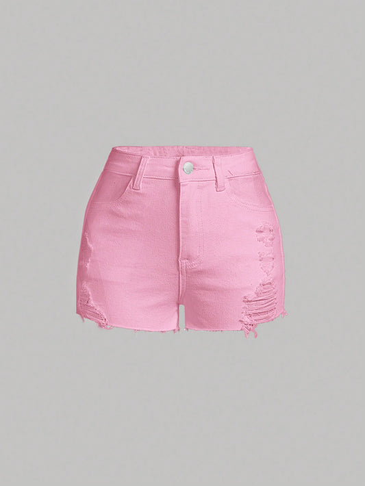 Tween Girls Solid Color Simple Denim Shorts