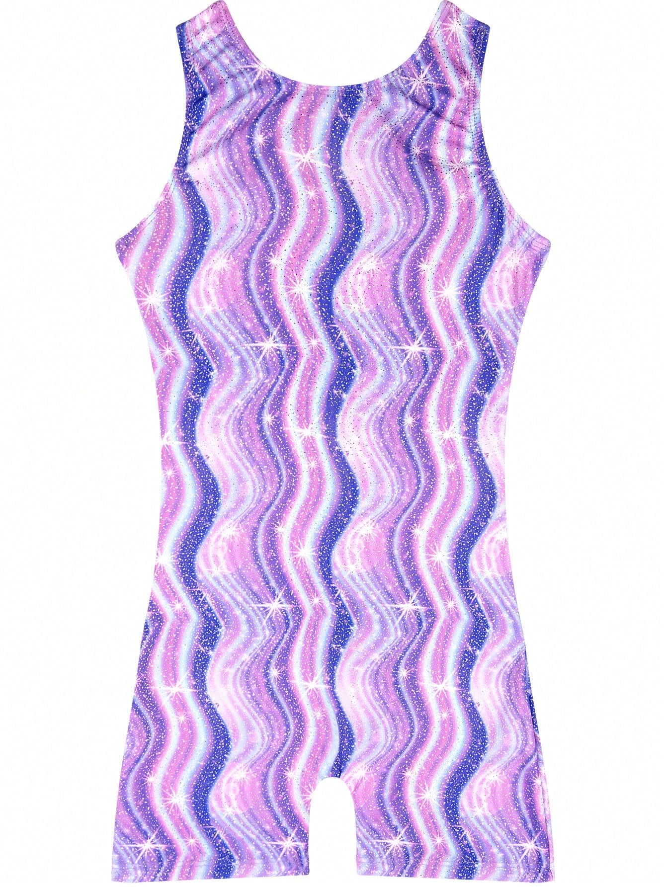 Young Girl Stretchy Tie Dye Sleeveless Gymnastics Leotard Dance Suit For Performance Cycling Jumpsuit