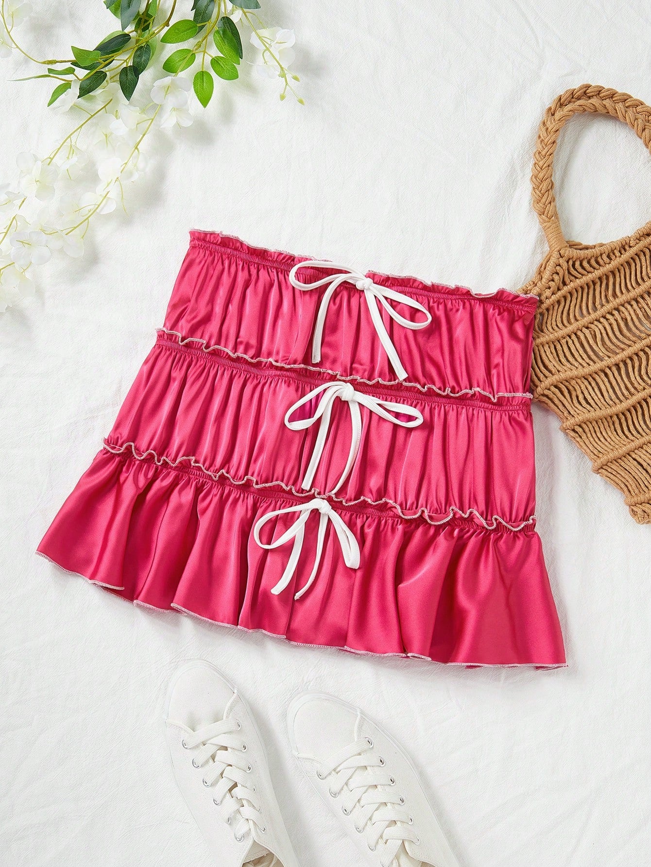 Leisure Beach Vacation Low-Rise Color Blocking Pleated Skirt