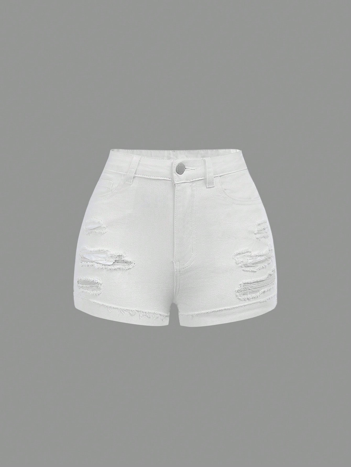 Teen Girls Ripped Roll Up Hem Denim Shorts