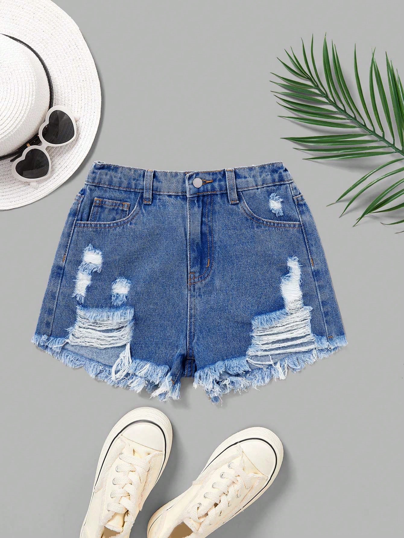 Tween Girl Spring Summer Boho Ripped Raw Hem Denim Jeans Shorts,Girls Summer Clothes Outfits