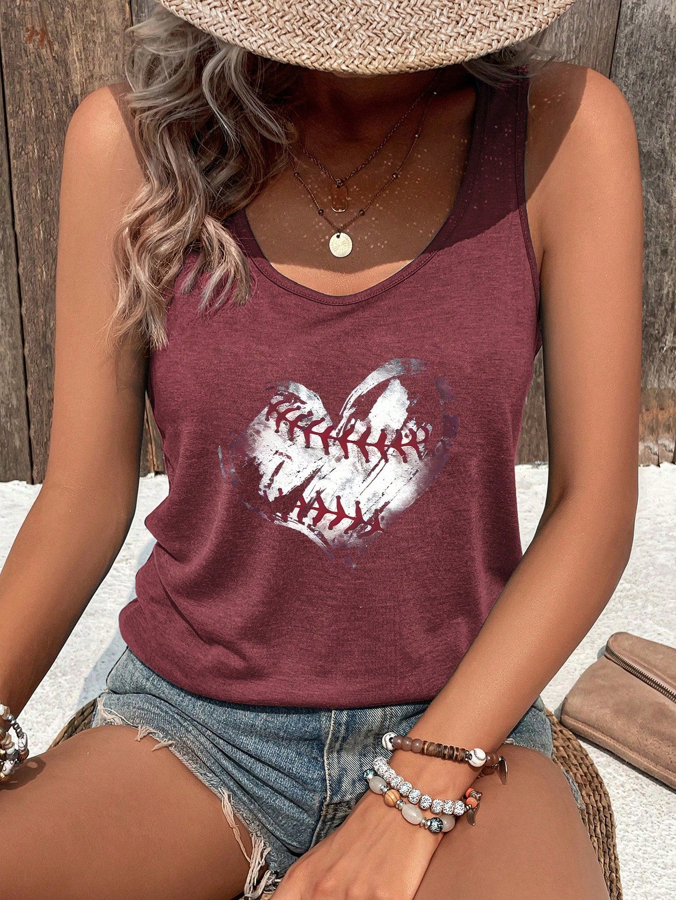 Women's Valentine's Day Heart Pattern Tank Top