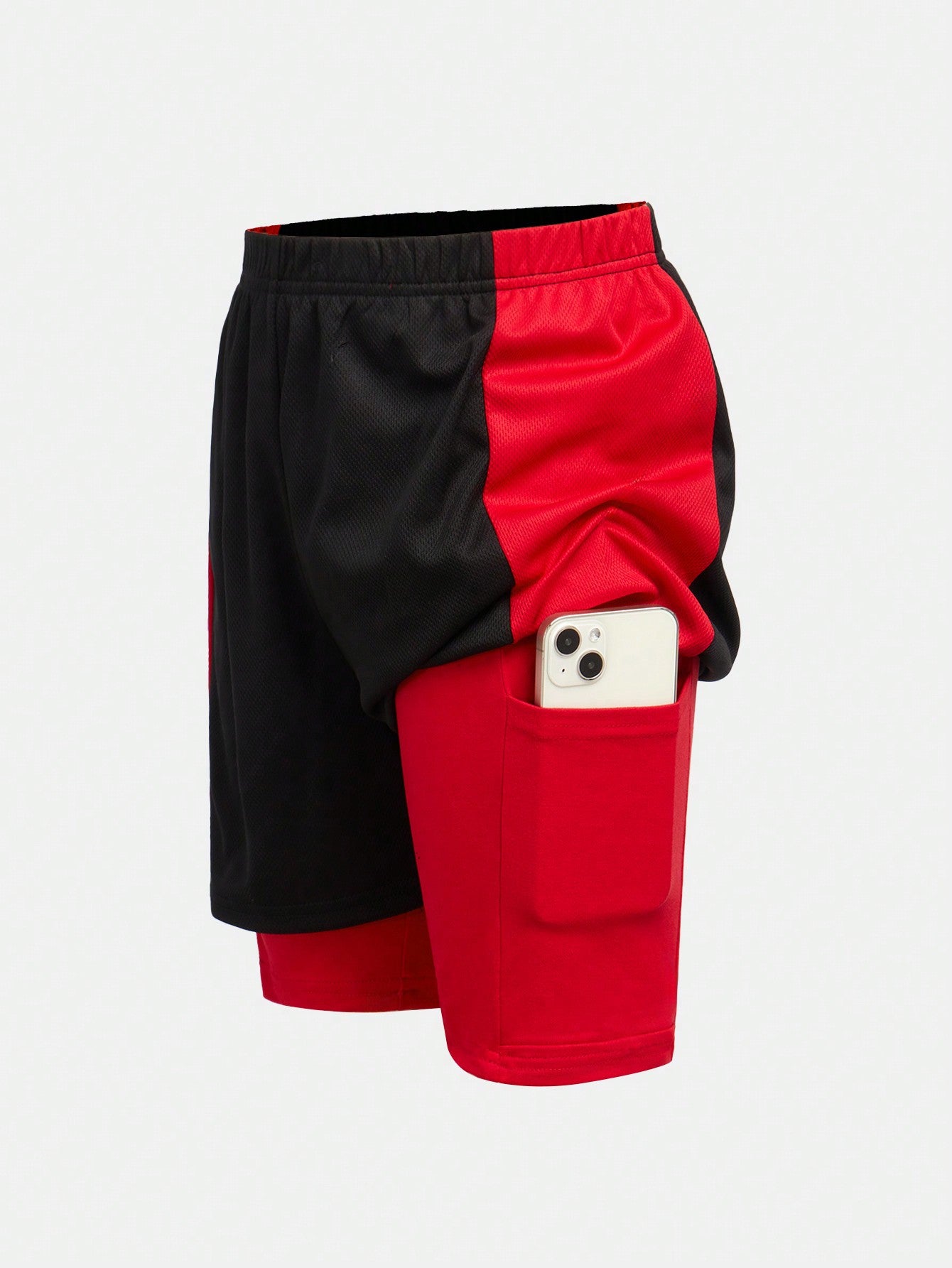 Tween Boy Casual Sports Colorblock Loose Inner Tight Knitted Athletic Shorts