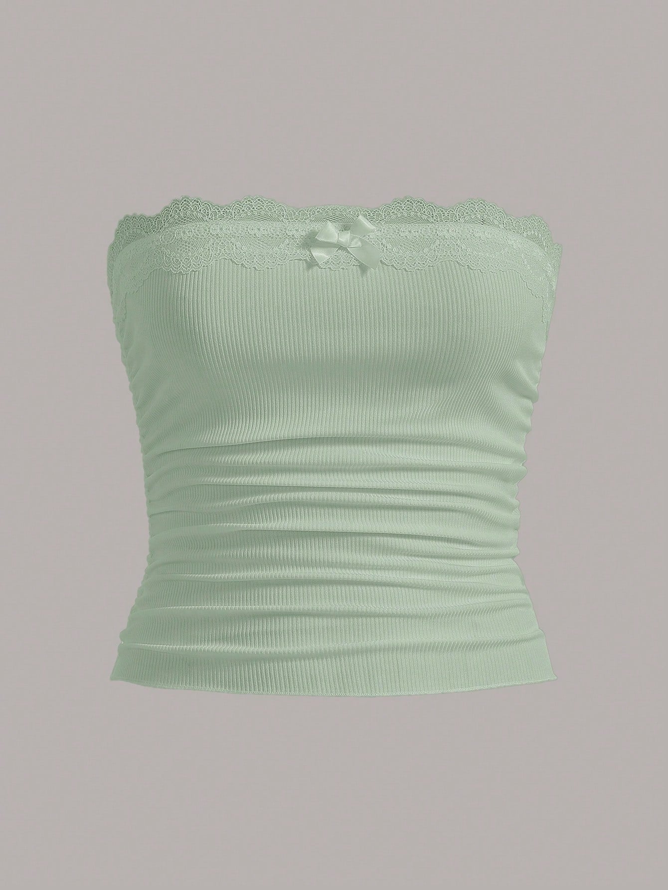 Plus Lace Scallop Trim Ruched Tube Top