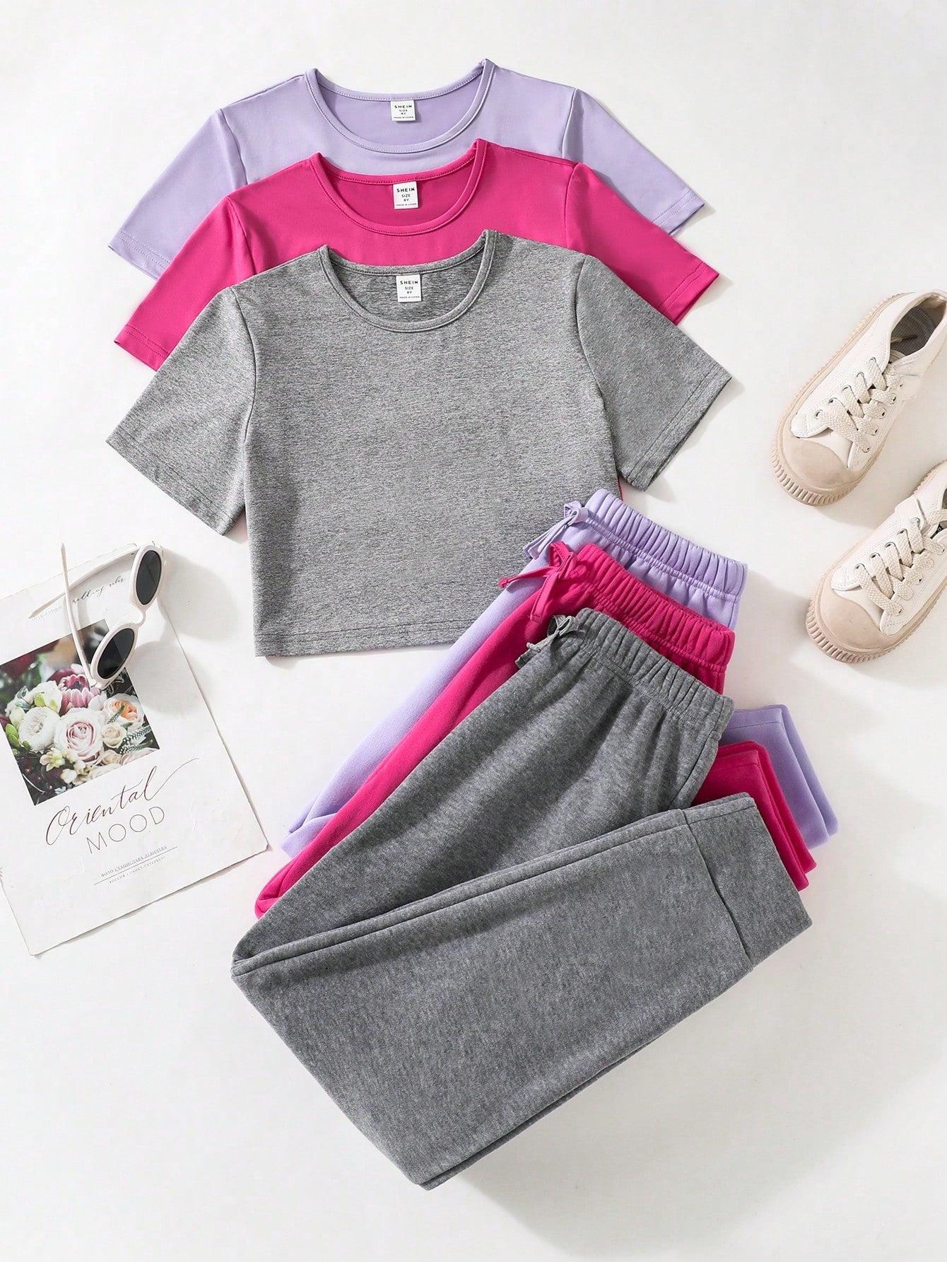 3pcs/Set Tween Girl Casual Sports T-Shirt And Pants Set, Multi-Colors