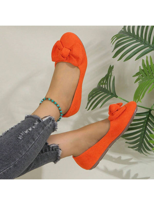 Spring, Summer And Autumn Women Fashionable And Casual Flat Shoes With Bow Knot, Easy-On Loafers For Grandmas And Ladies