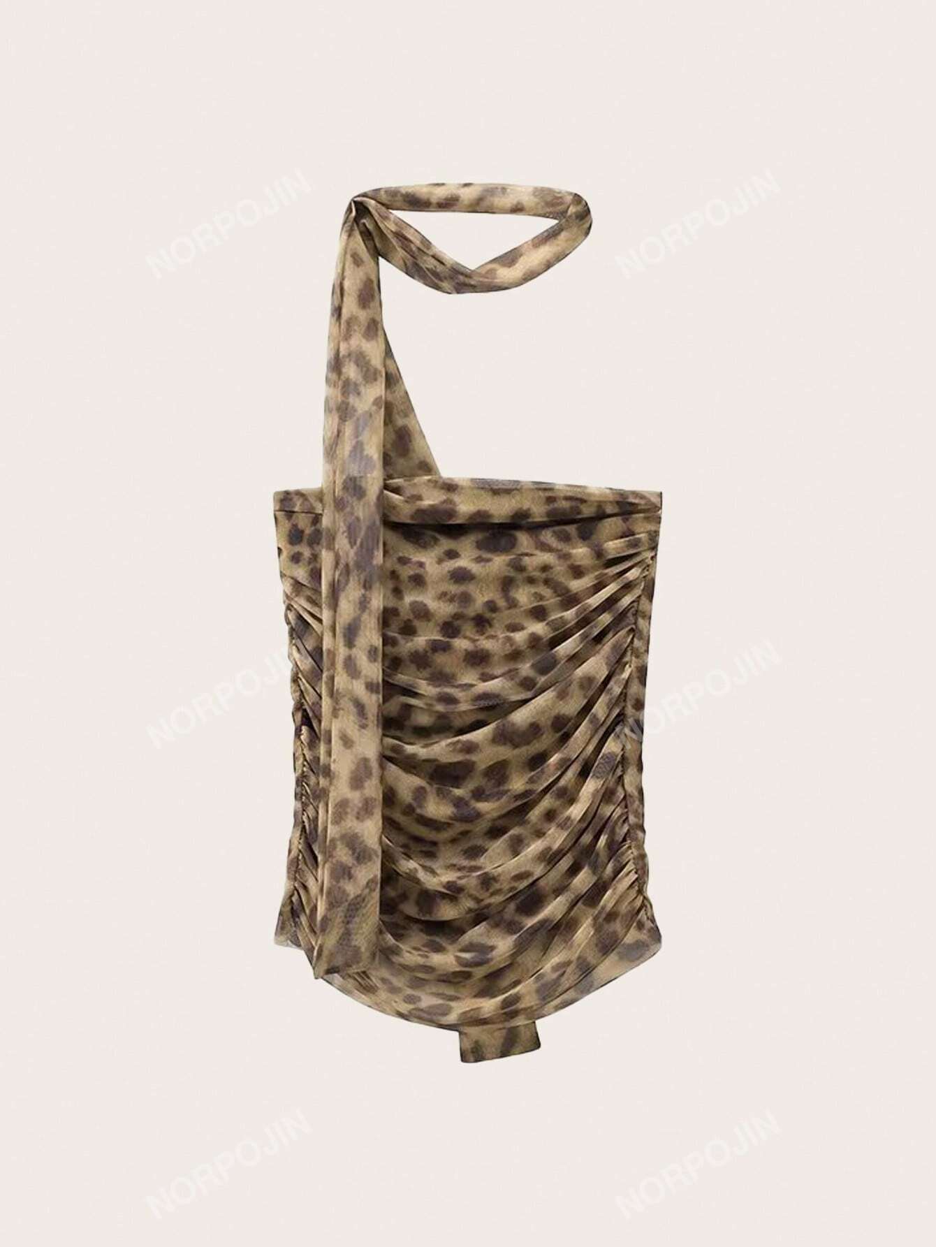 Summer Fashion Leopard Print Bandeau Top With Ruched Detail