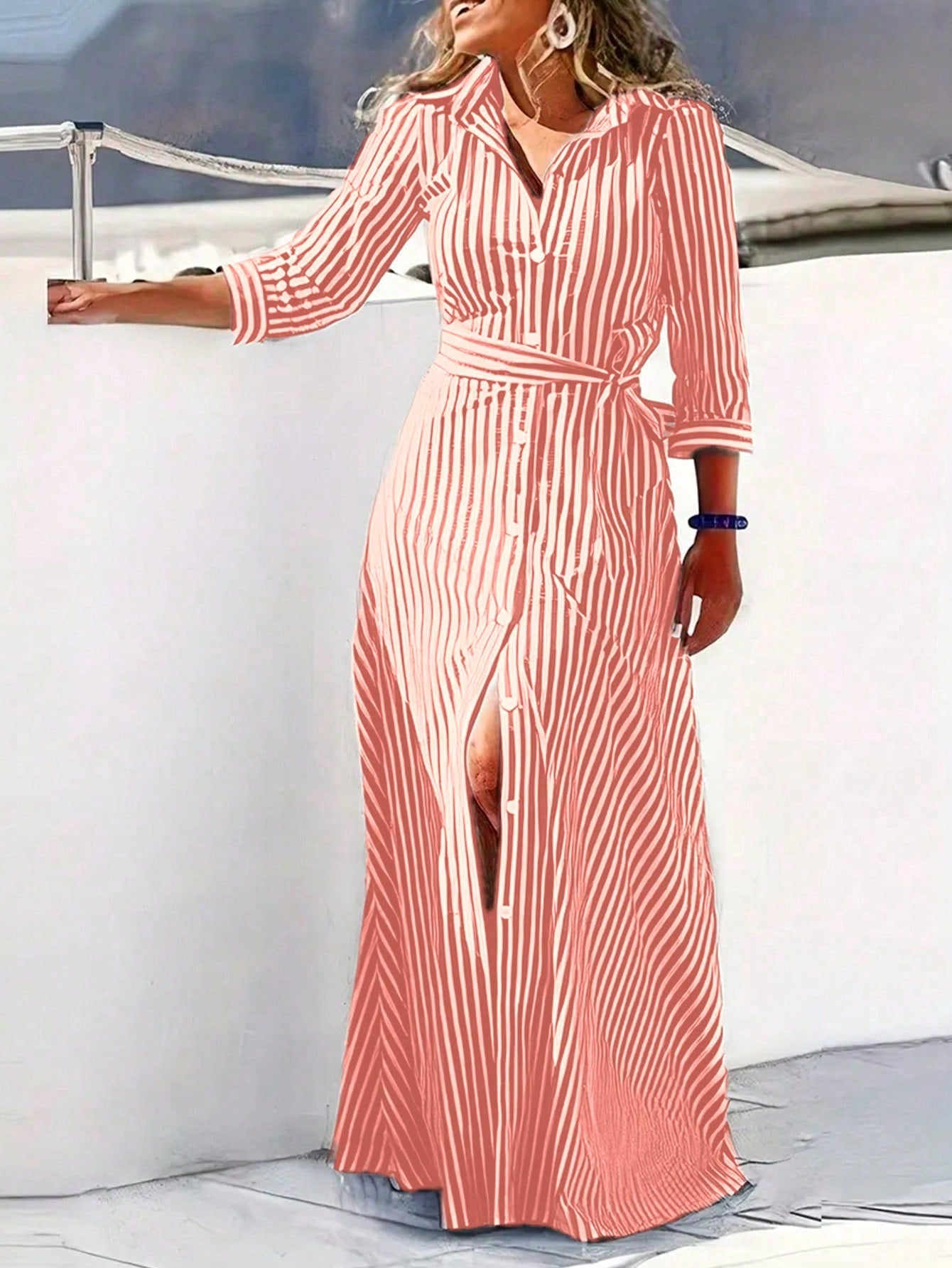 Frenchy Women's Striped Shirt Dress