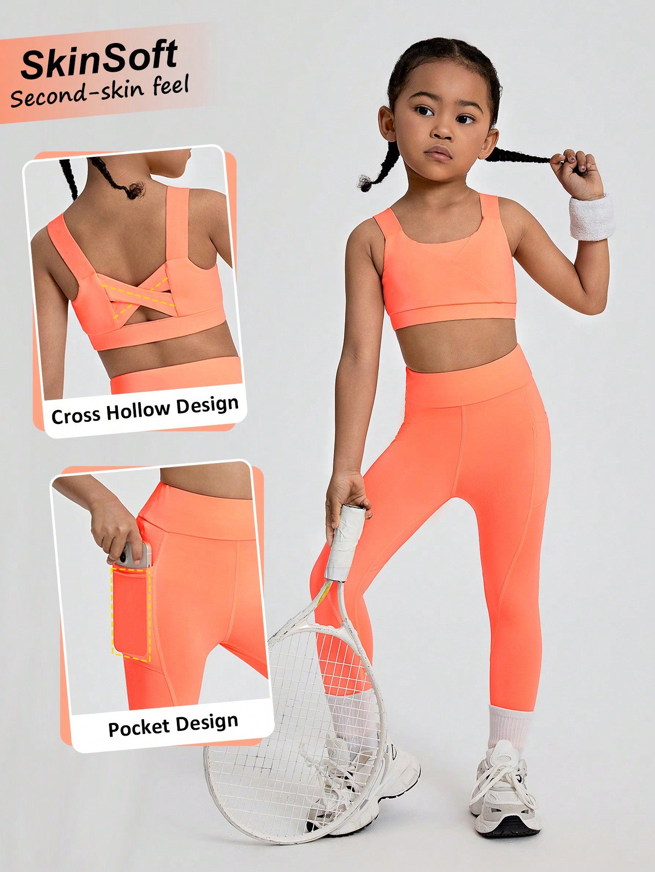 Young Girl Back Crossed High Elasticity Shape-Enhancing Breathable Sweat Wicking Sports Outfit