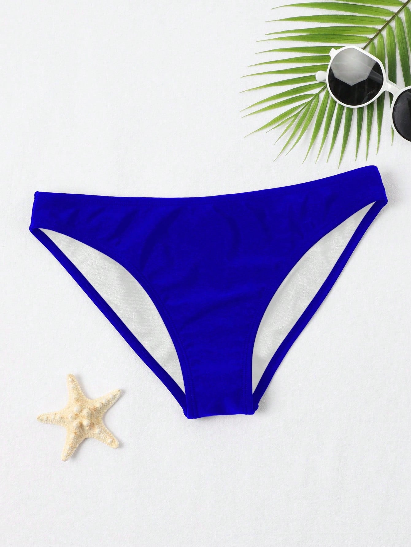 Swim Solid Color Elastic Bikini Bottom For Summer Beach