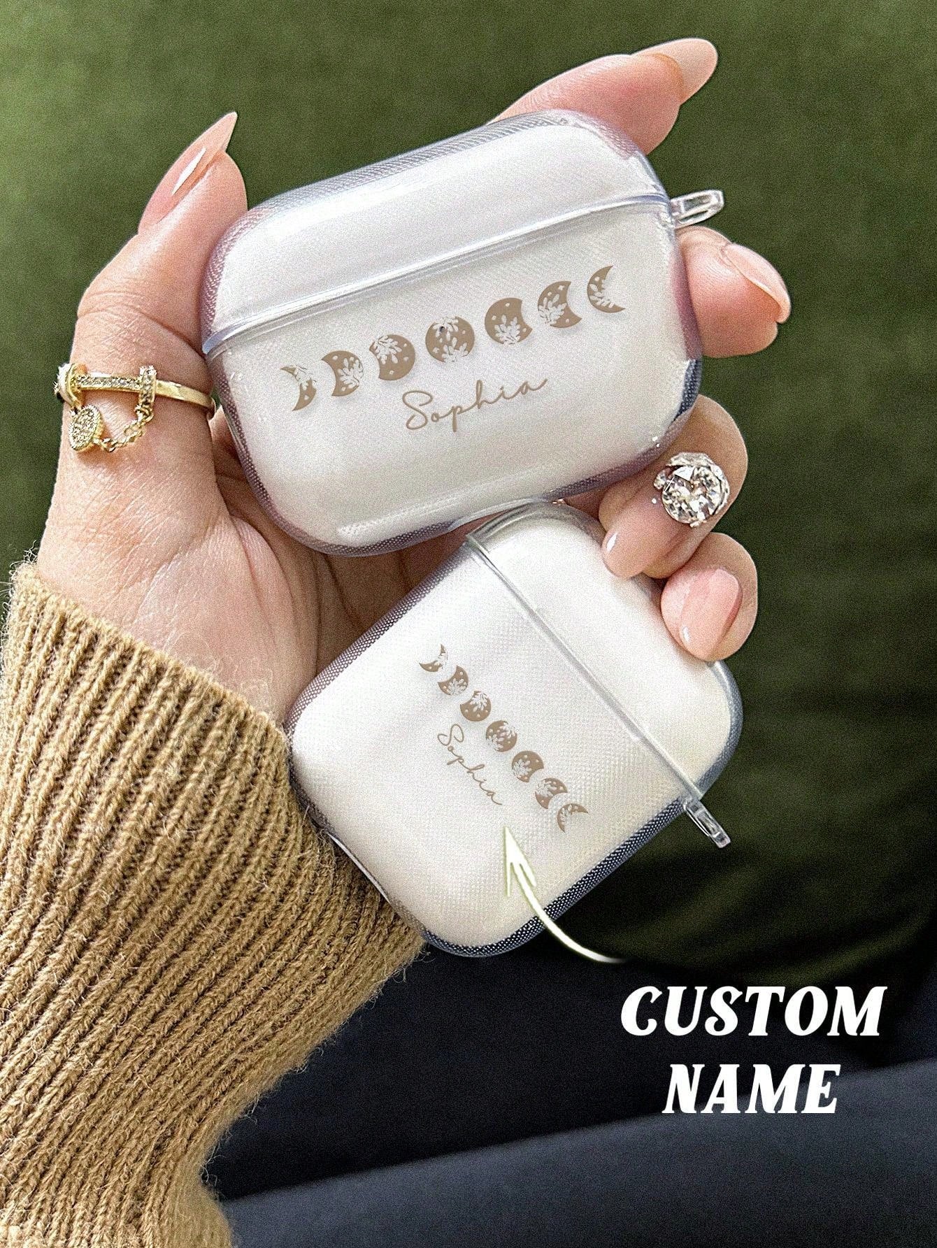 1pc Custom Name AirPods Case, Personalized Name AirPods Cover, Custom Engraved Name Monogram Airpod Case, Personalized Name Airpods Case, Anniversary Gift, Birthday Gift, Mother's Day Gift, Father's Day Gift, Best Friend Gift, Gift For Mom/Dad, Gift For G