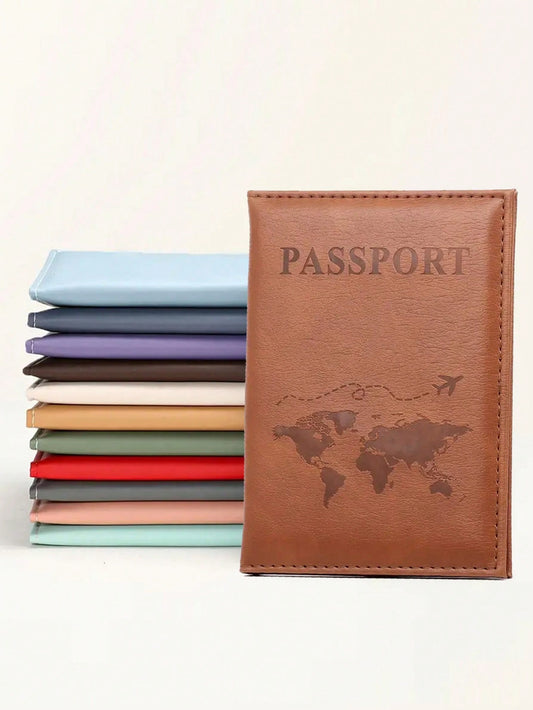 1pc Classic Solid Color Passport Holder, Couple Style, Business Travel Minimalist Passport Cover