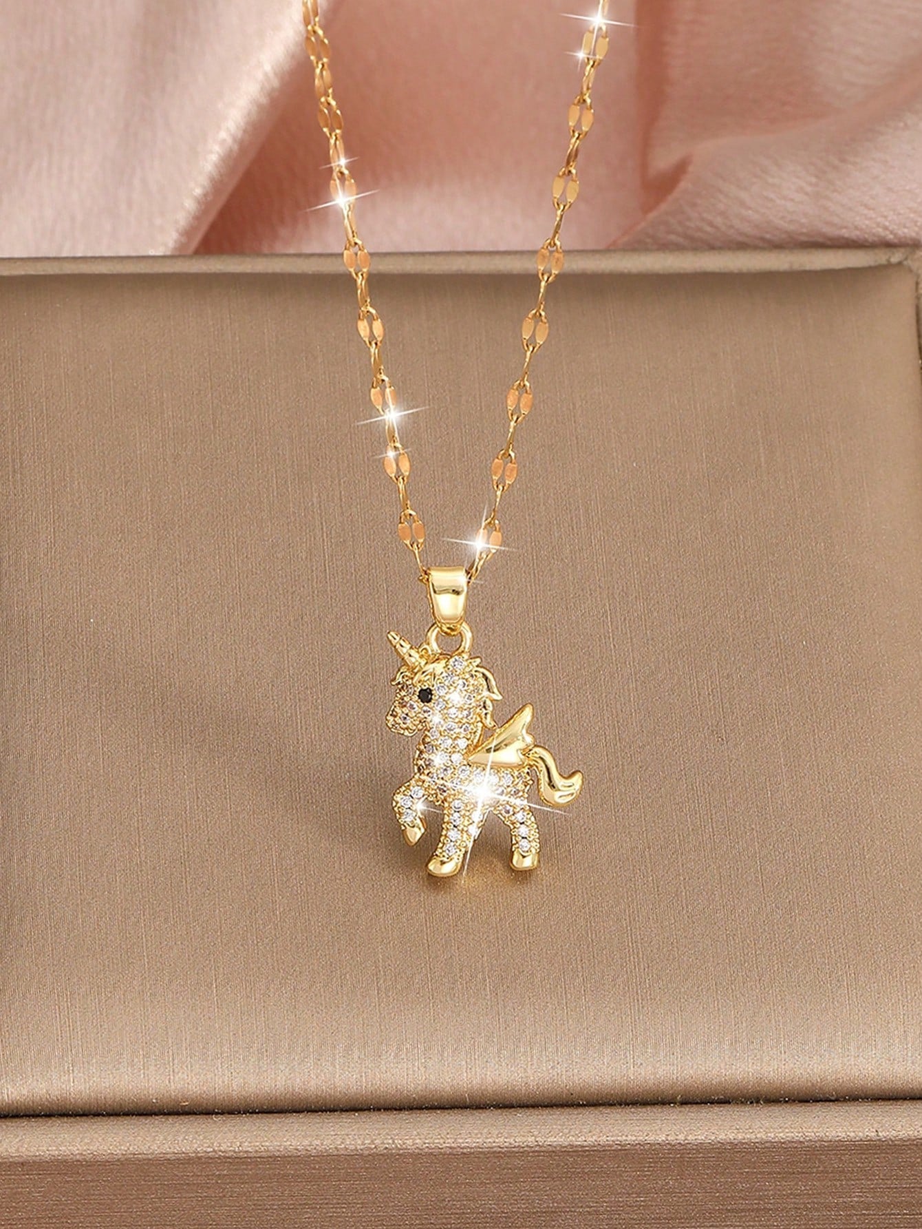 1pc Exquisite Shiny Stainless Steel Zirconia Eight Point Star Charm Necklace Children Party Jewelry